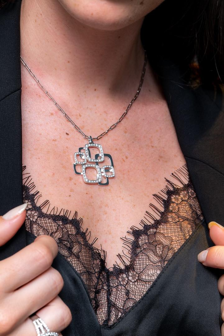 Dinh Van Pendentif Impression Or blanc Diamant