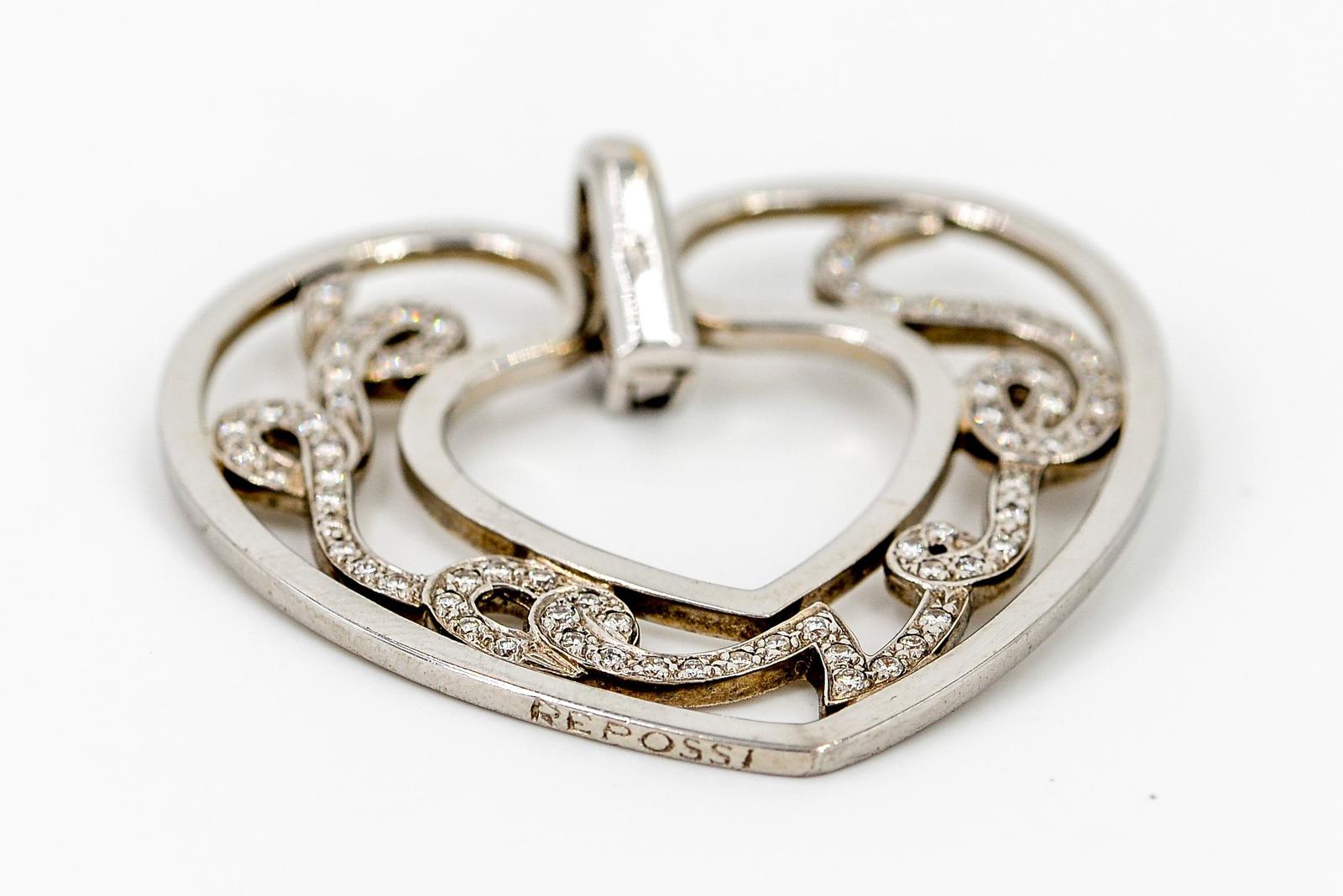 Repossi Pendentif Coeur Love Or blanc Diamant