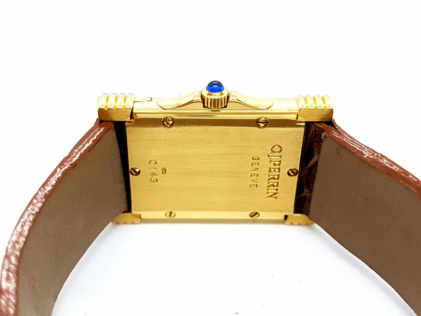 OJ Perrin Yellow Gold Sapphire Watch