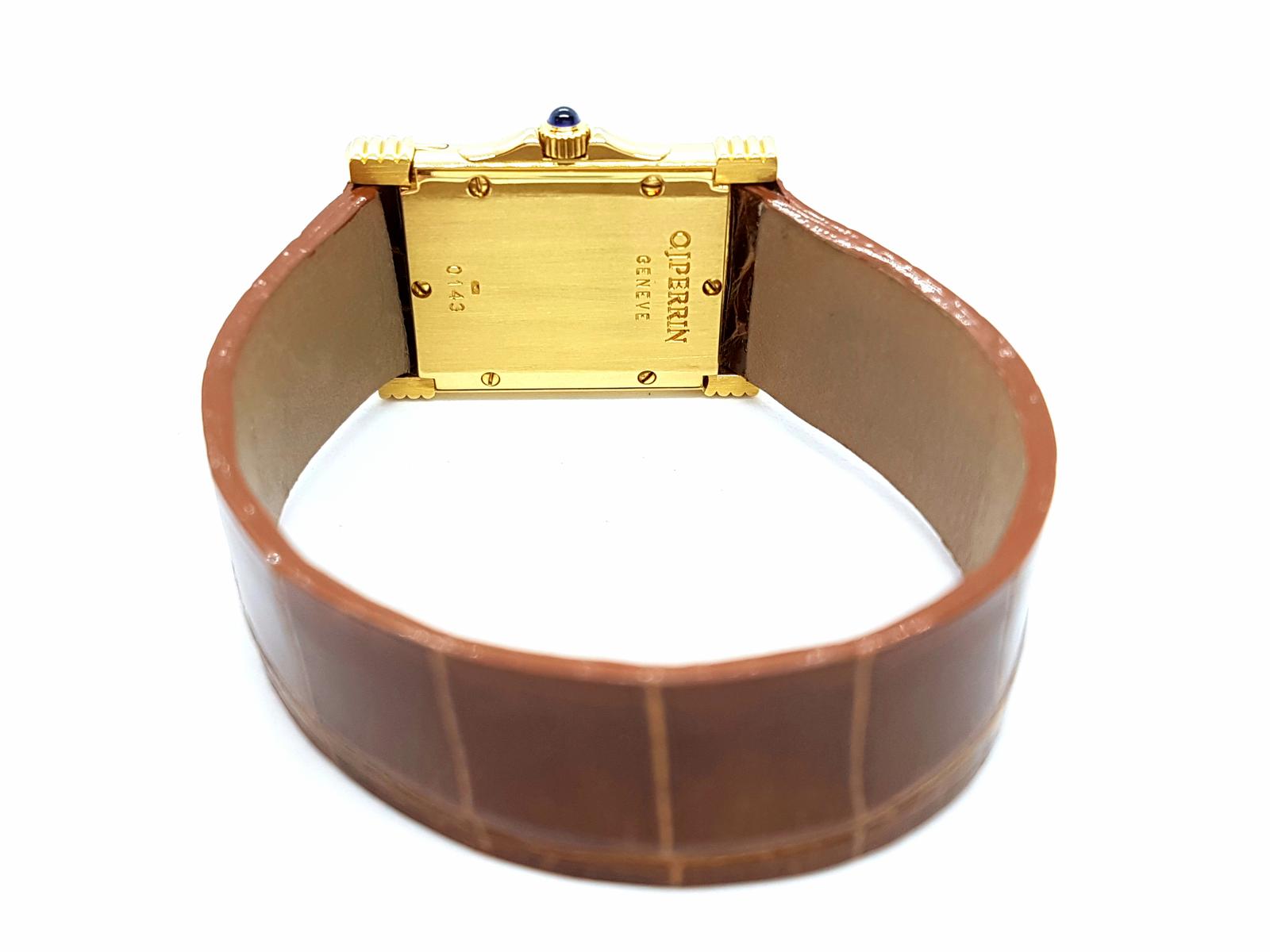 OJ Perrin Yellow Gold Sapphire Watch