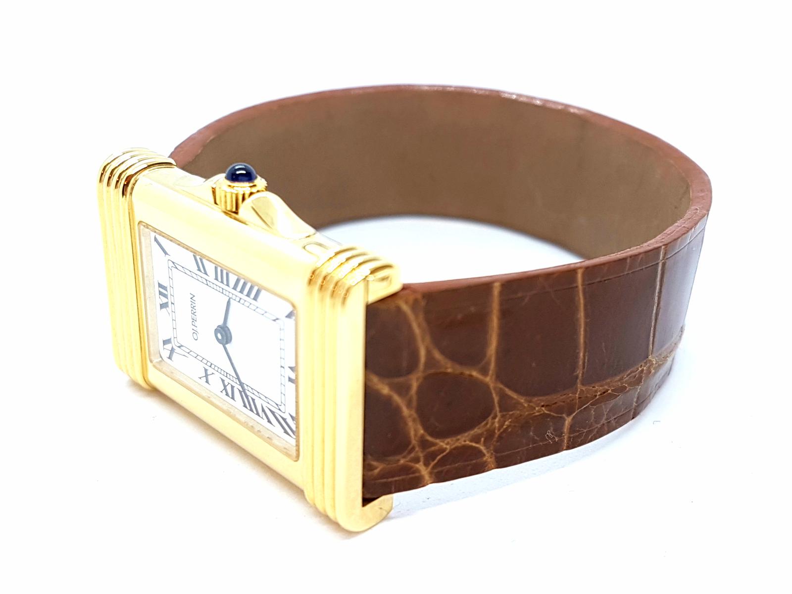 OJ Perrin Yellow Gold Sapphire Watch