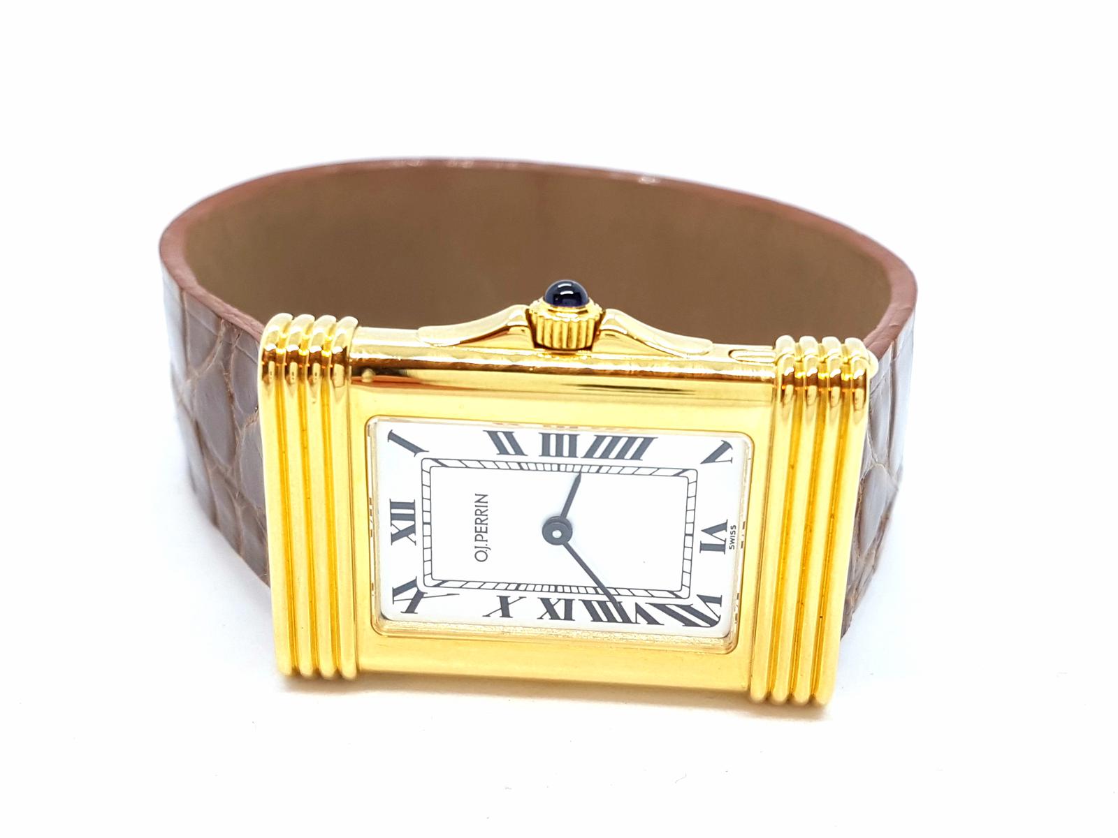 OJ Perrin Yellow Gold Sapphire Watch