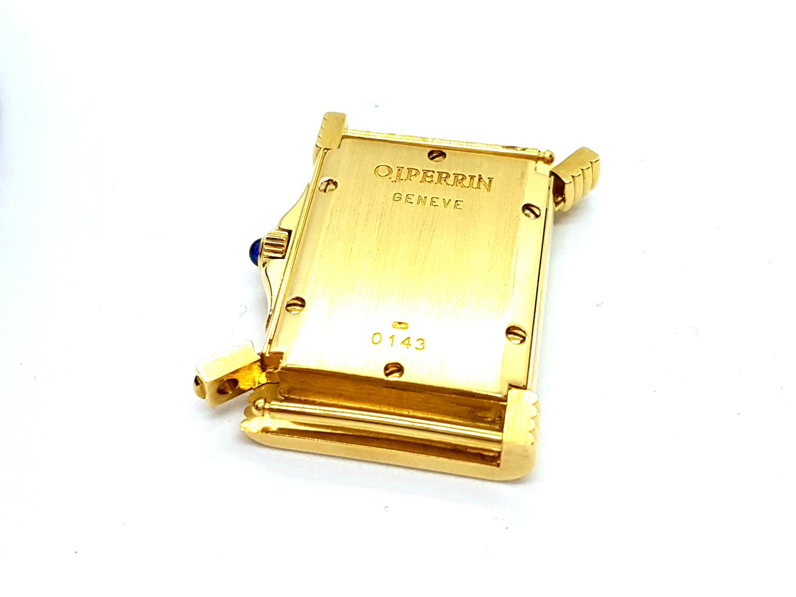 OJ Perrin Yellow Gold Sapphire Watch