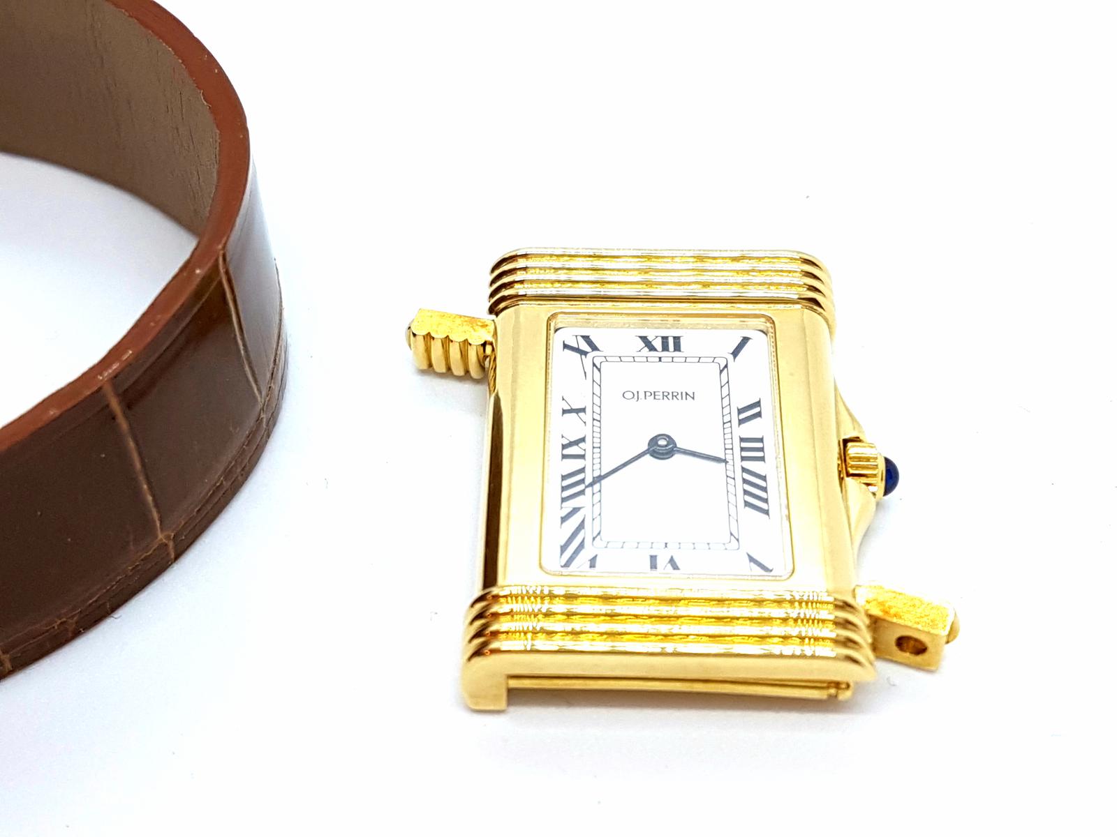 OJ Perrin Yellow Gold Sapphire Watch