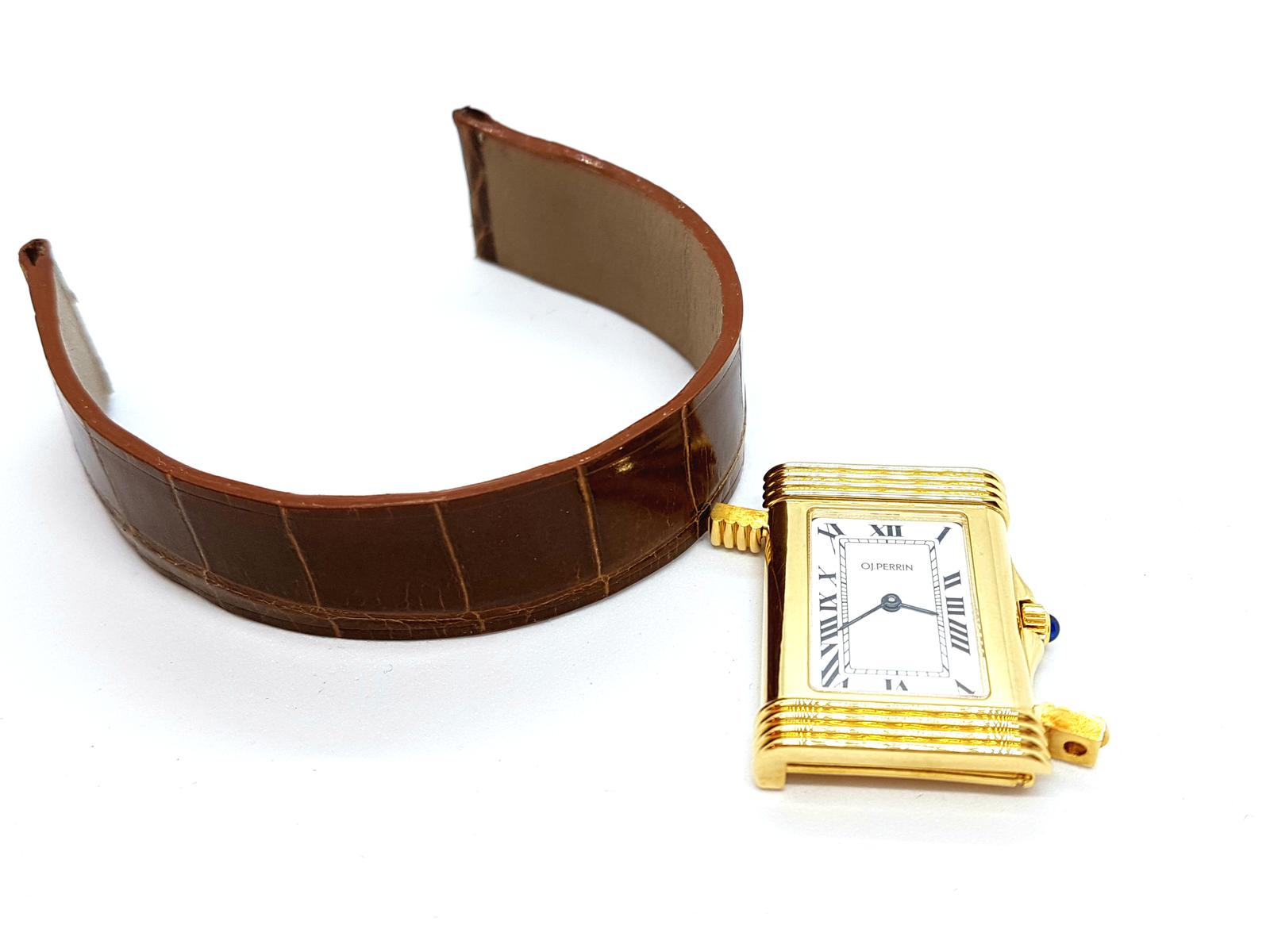OJ Perrin Yellow Gold Sapphire Watch