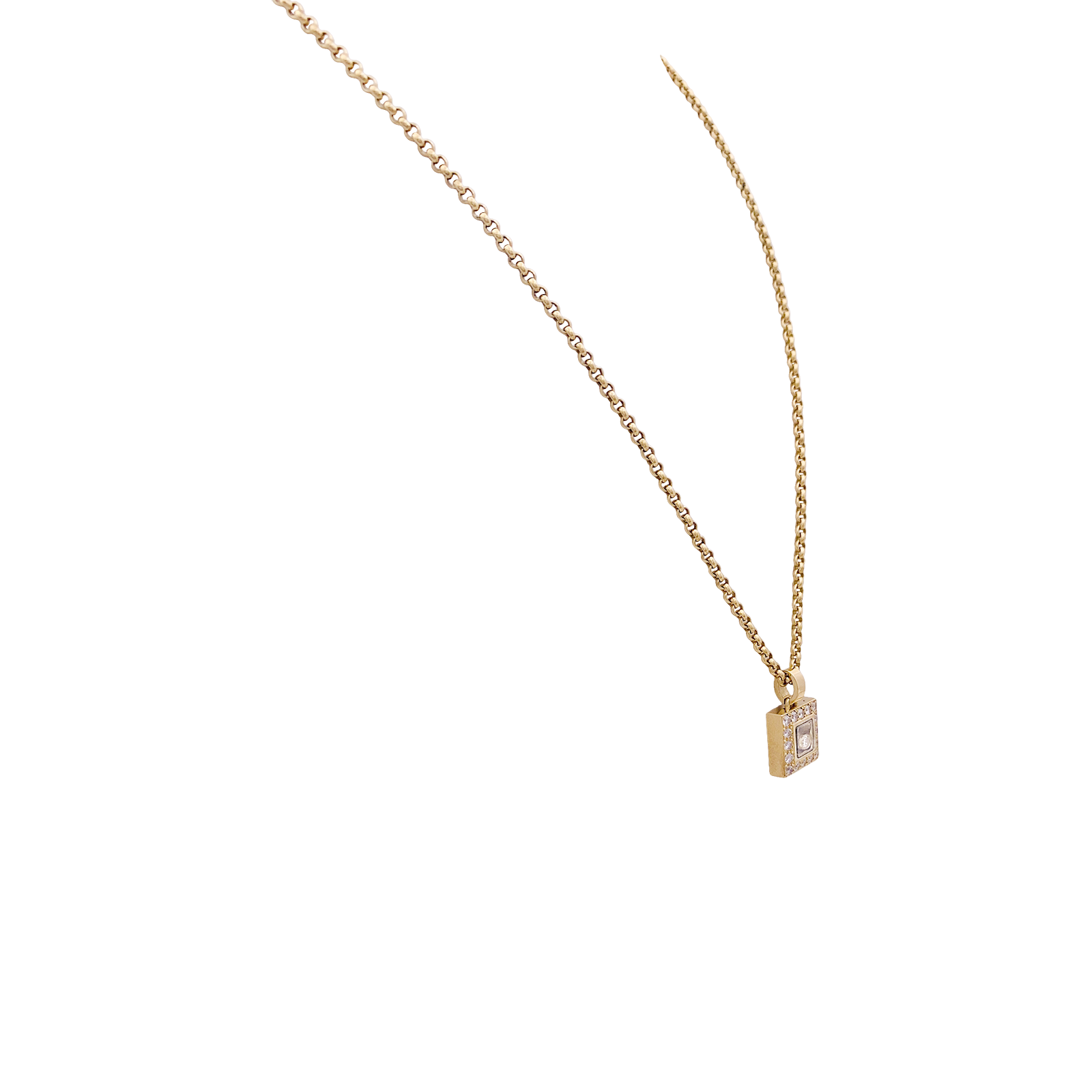 Collier Chopard, "Happy Square Diamond", or jaune, diamant.
