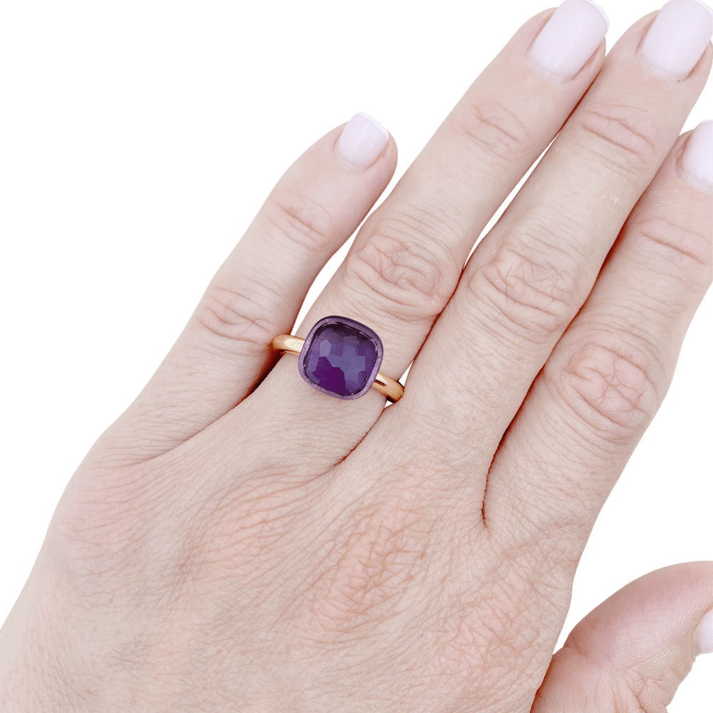 Bague Pomellato, collection "Nudo Classic", or rose et améthyste.