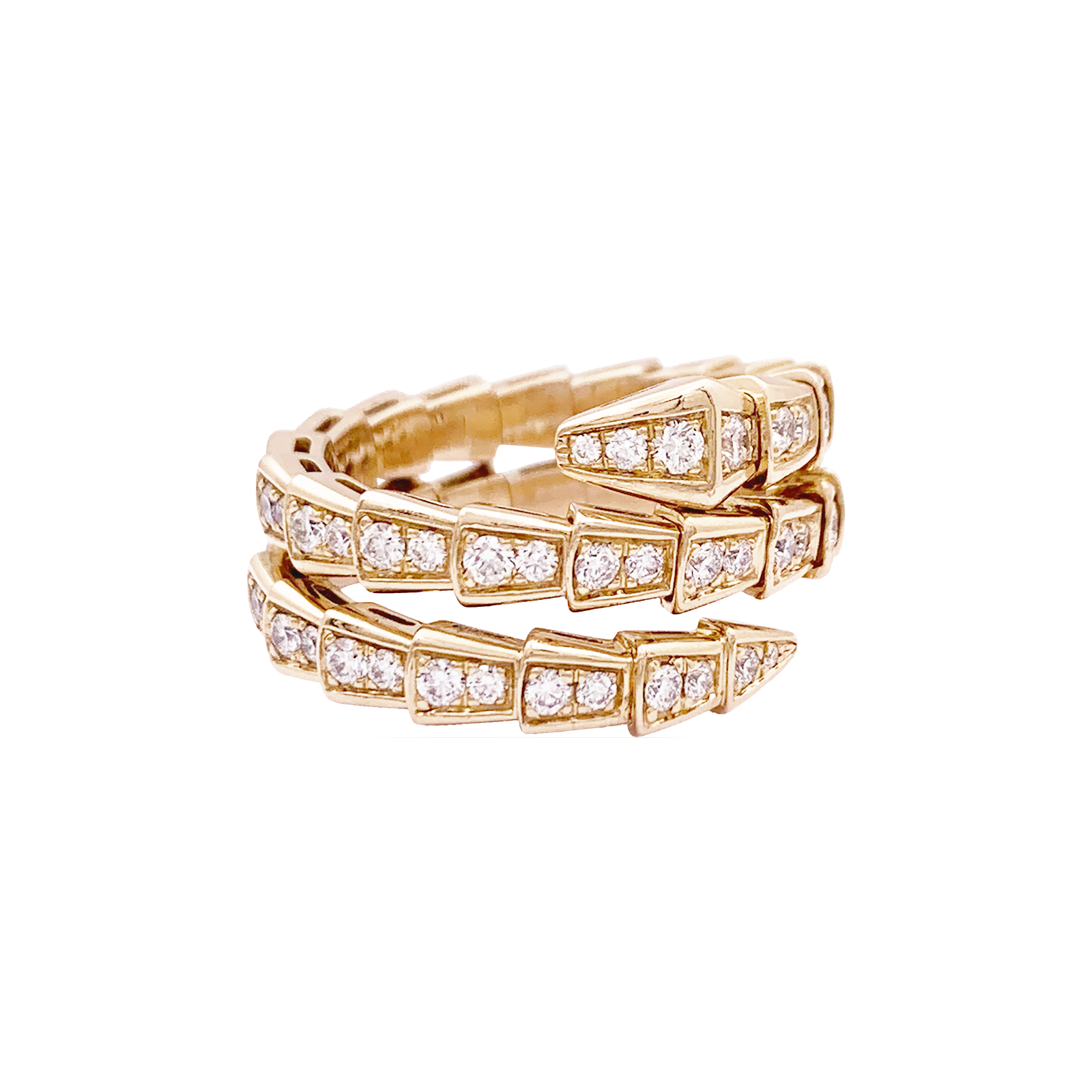 Bague Bulgari, "Serpenti Viper", or rose, diamants.