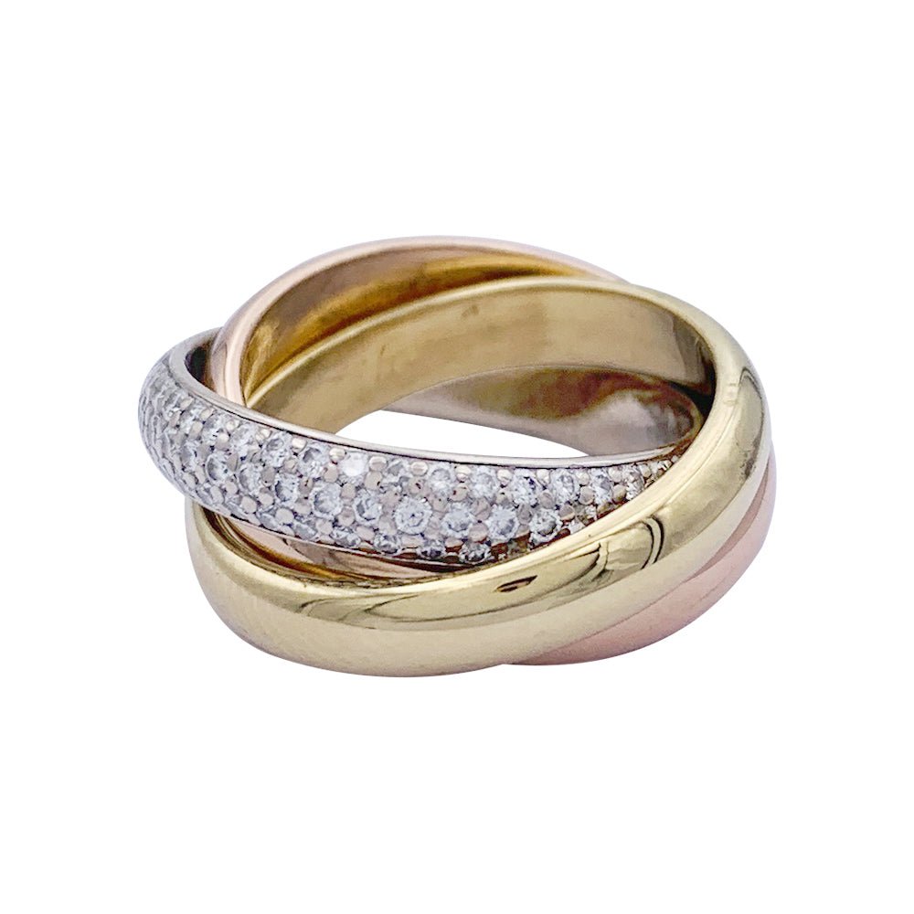 Bague Cartier, "Trinity" classique, 3 ors, diamants. - Maison Eloe