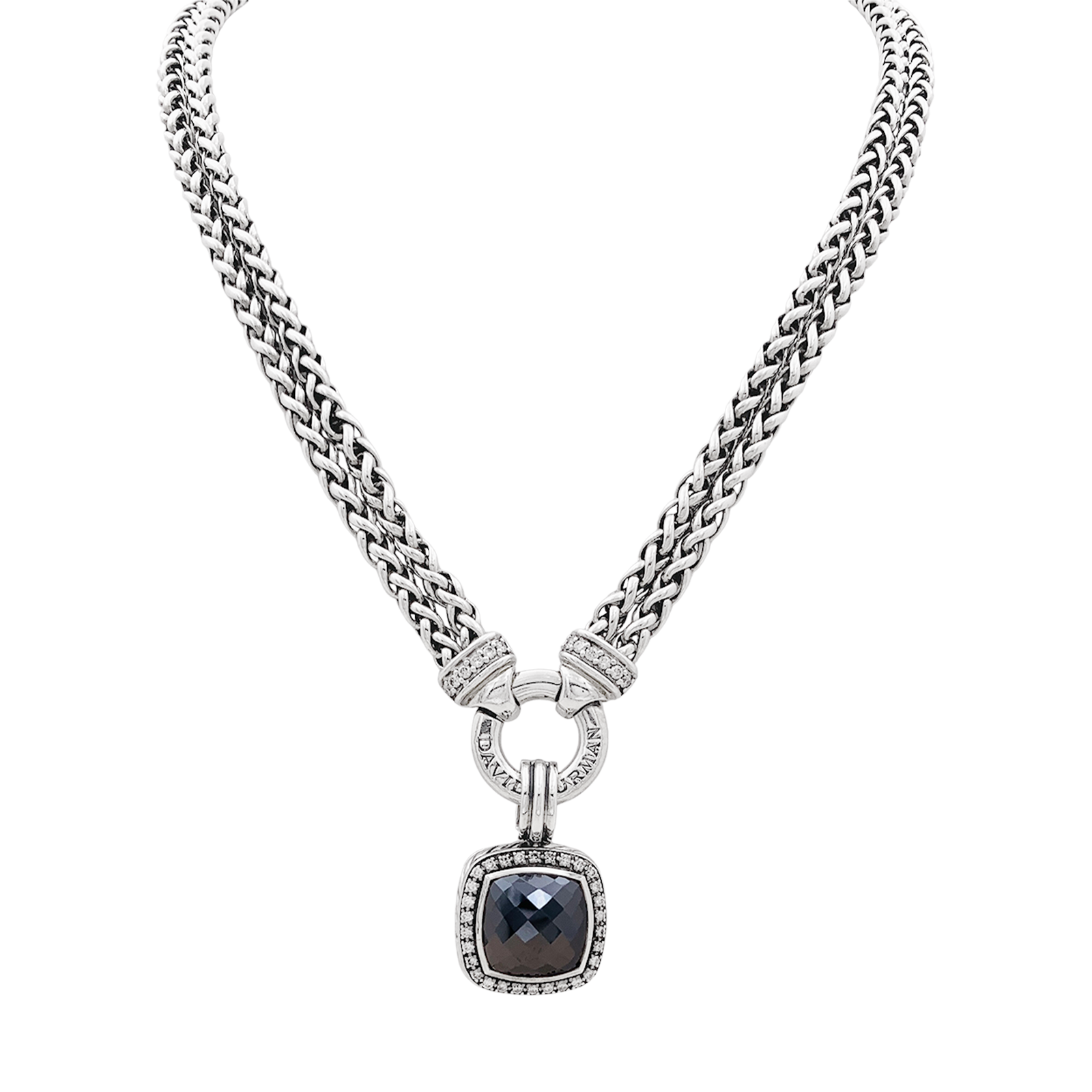 Collier David Yurman, "Grand Albion", argent, hématite, diamants.