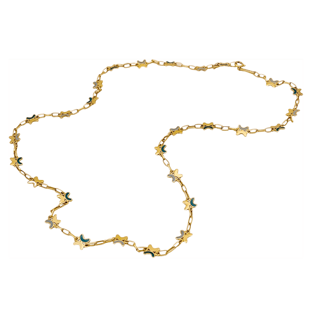 Collier CHAUMET en or jaune et émail « plique-à-jour ».