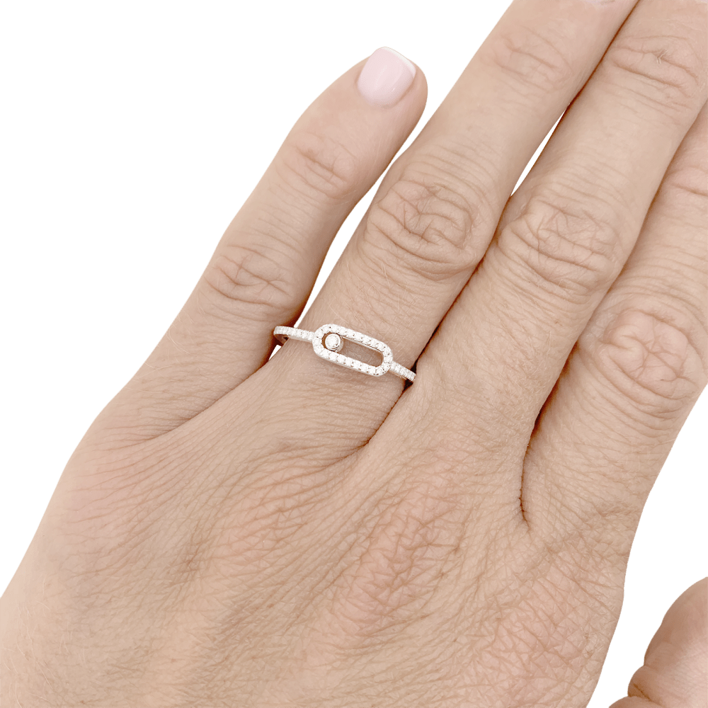 Bague Messika, "Move Uno Pavé", or blanc et diamants.