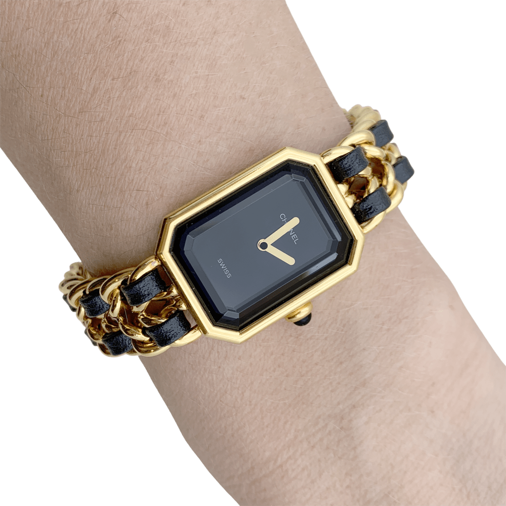Montre Chanel, "Première", plaqué or, cuir. - Maison Eloe