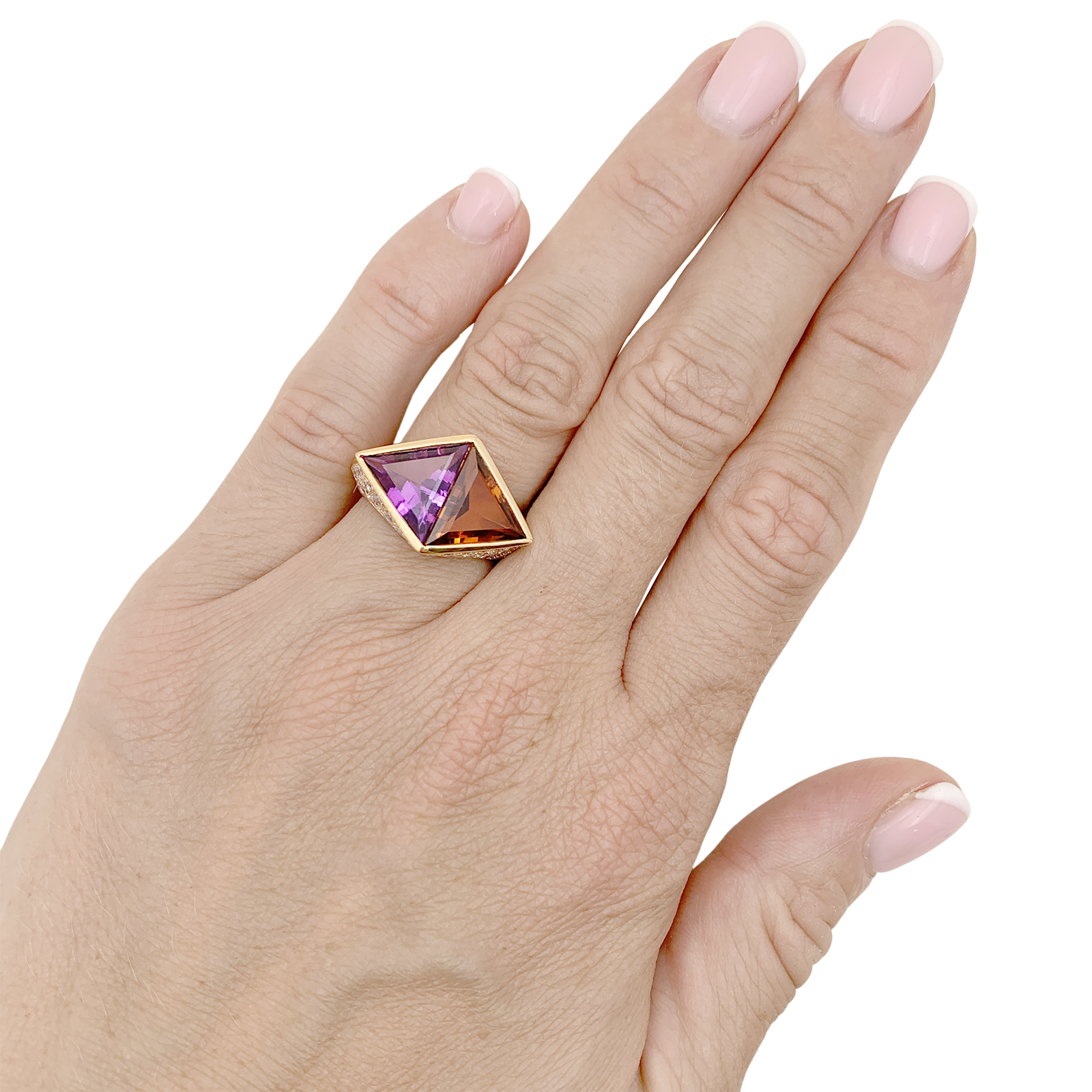 Bague O.J. Perrin, or jaune, citrine, améthyste et diamants.