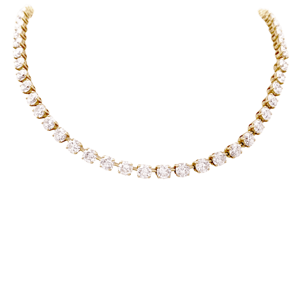 Collier rivière Cartier, or jaune et diamants. - Maison Eloe