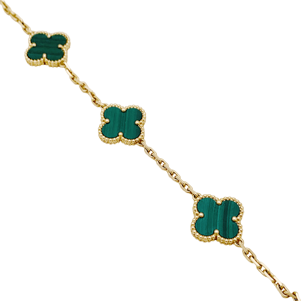 Bracelet Van Cleef & Arpels, "Vintage Alhambra", or jaune, malachite. - Maison Eloe