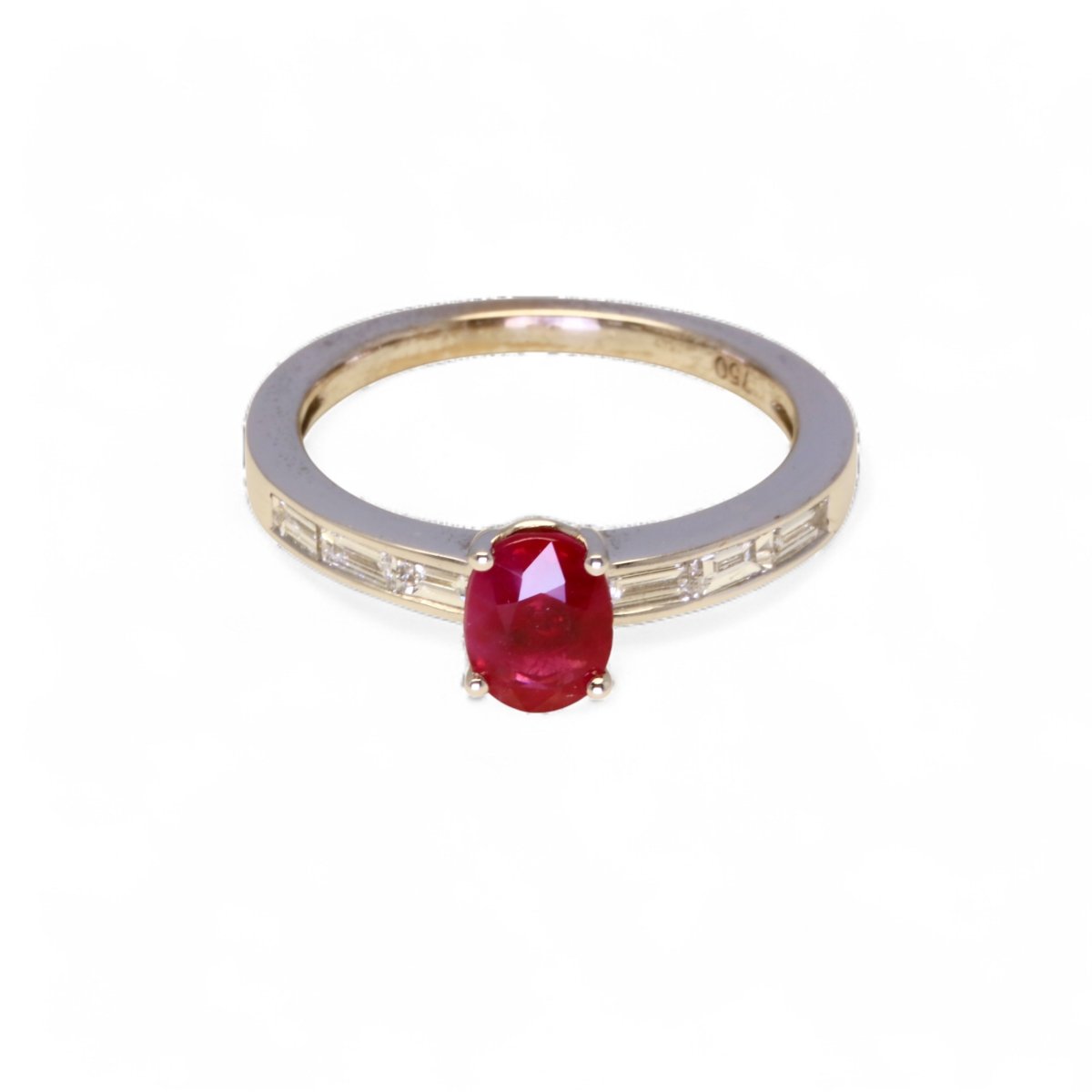 Bague en or blanc rubis et diamants. - Maison Eloe