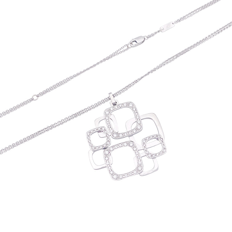 Collier Dinh Van, "Surimpression", or blanc, diamants.