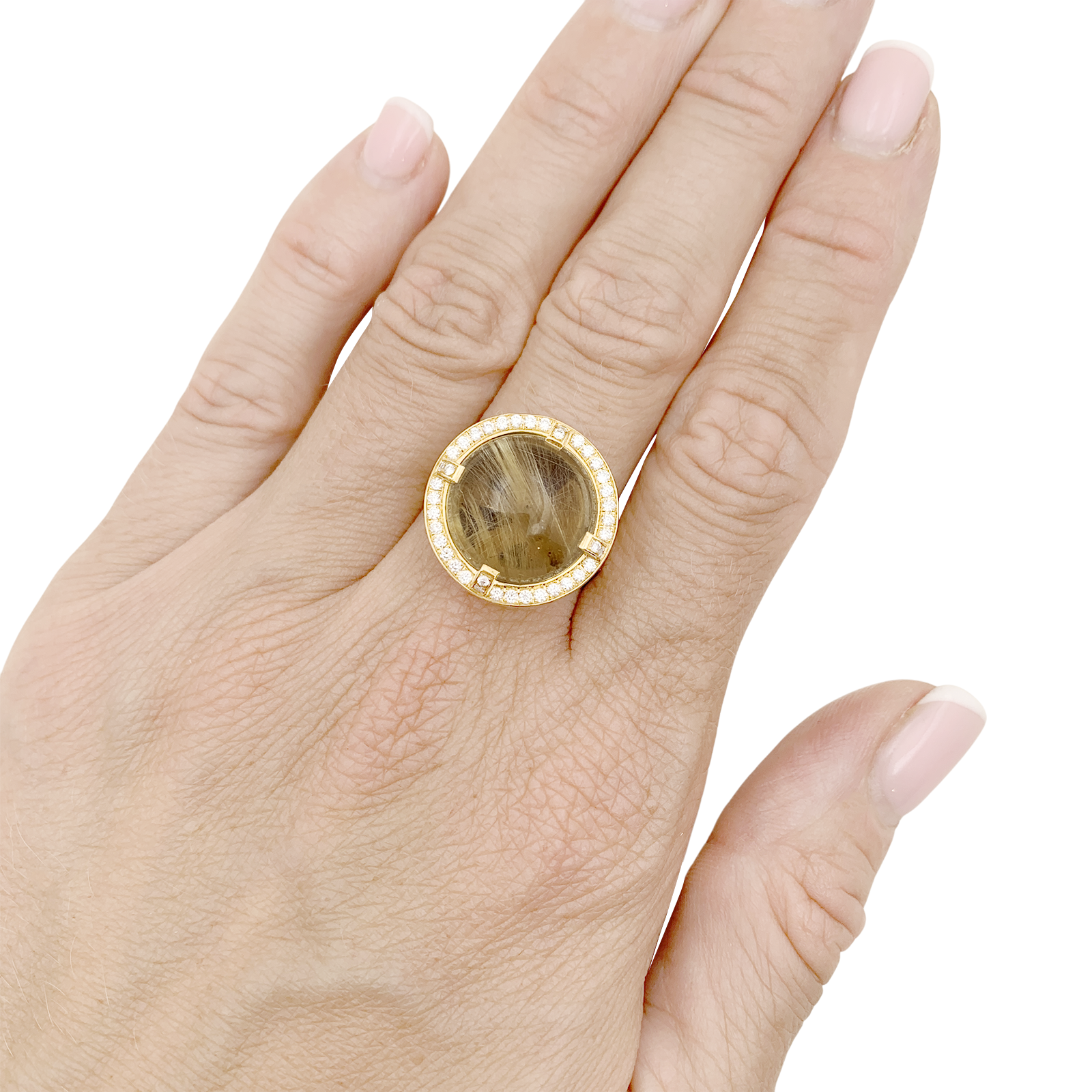 Bague CHAUMET, "Attrape Moi Si Tu M’aimes", "Galet", or jaune, diamants, quartz rutile.