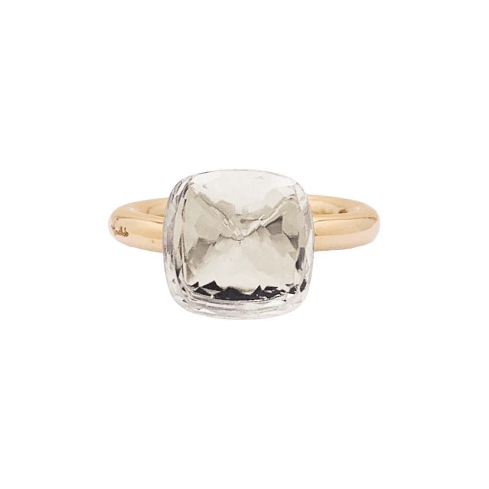 Bague Pomellato, collection "Nudo Classic", or rose et topaze blanche.