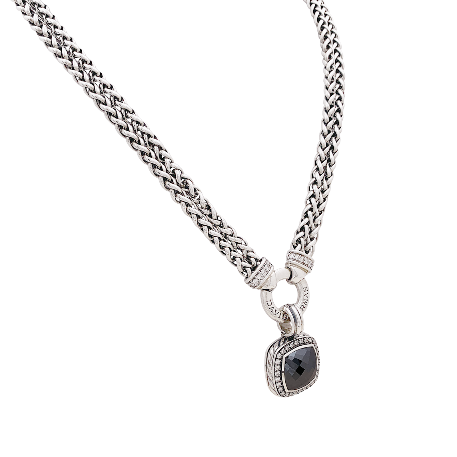 Collier David Yurman, "Grand Albion", argent, hématite, diamants.