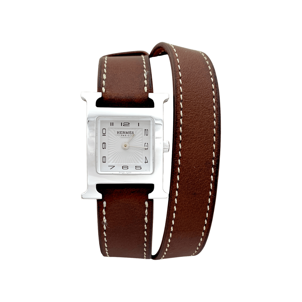 Montre Hermès, "Heure H", acier sur cuir.