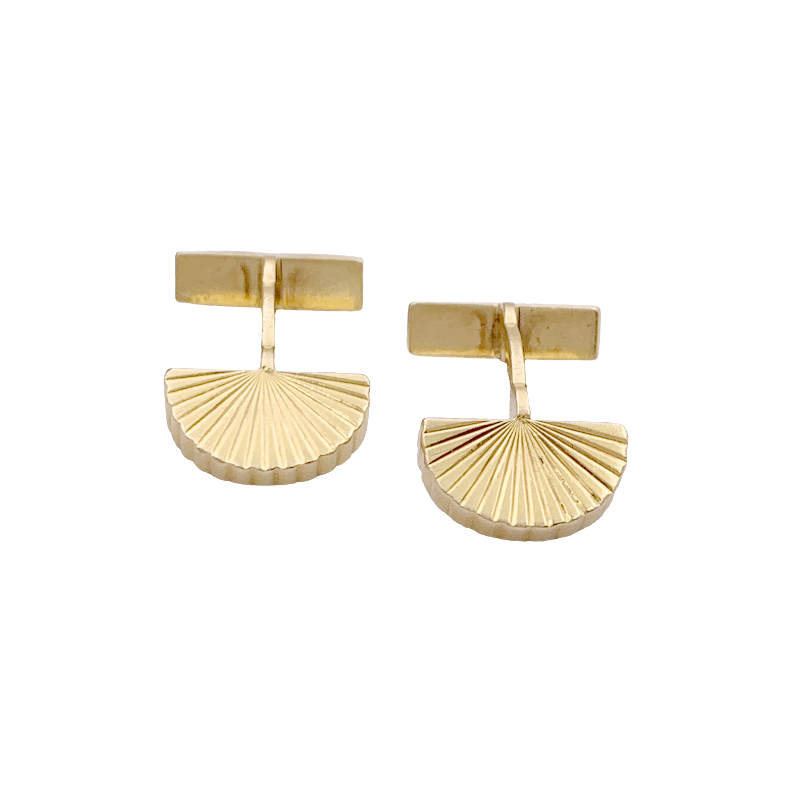 Boutons de manchette vintage Cartier, "Eventail", or jaune.