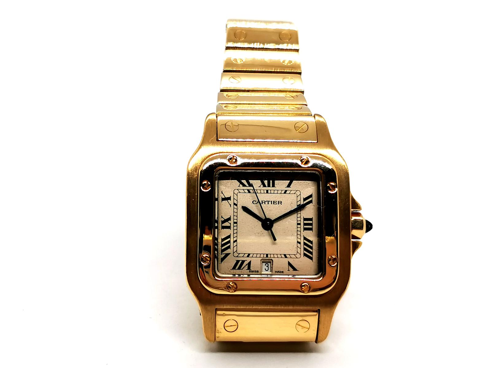 Cartier Santos Watch Yellow Gold Sapphire