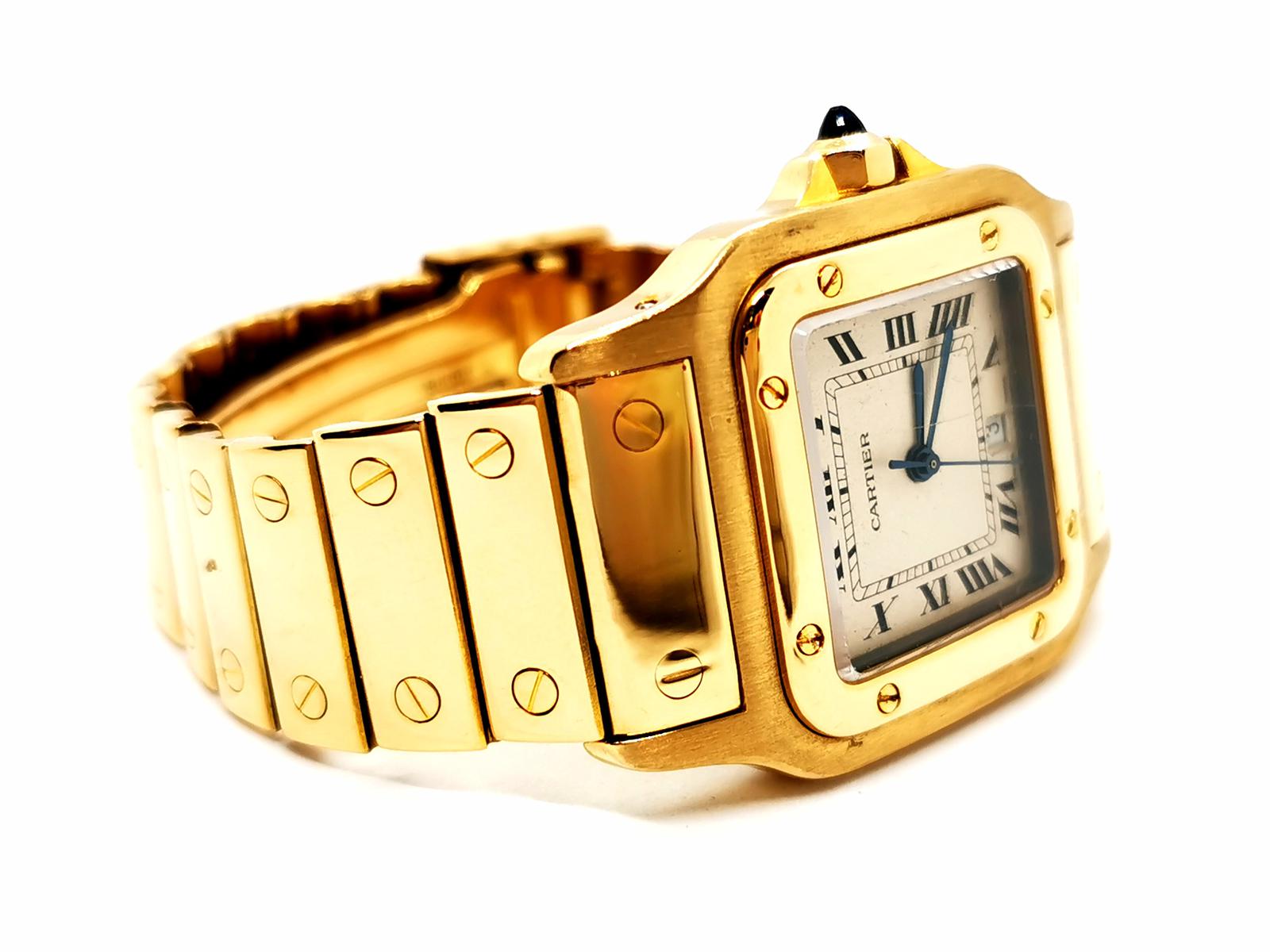 Cartier Santos Watch Yellow Gold Sapphire