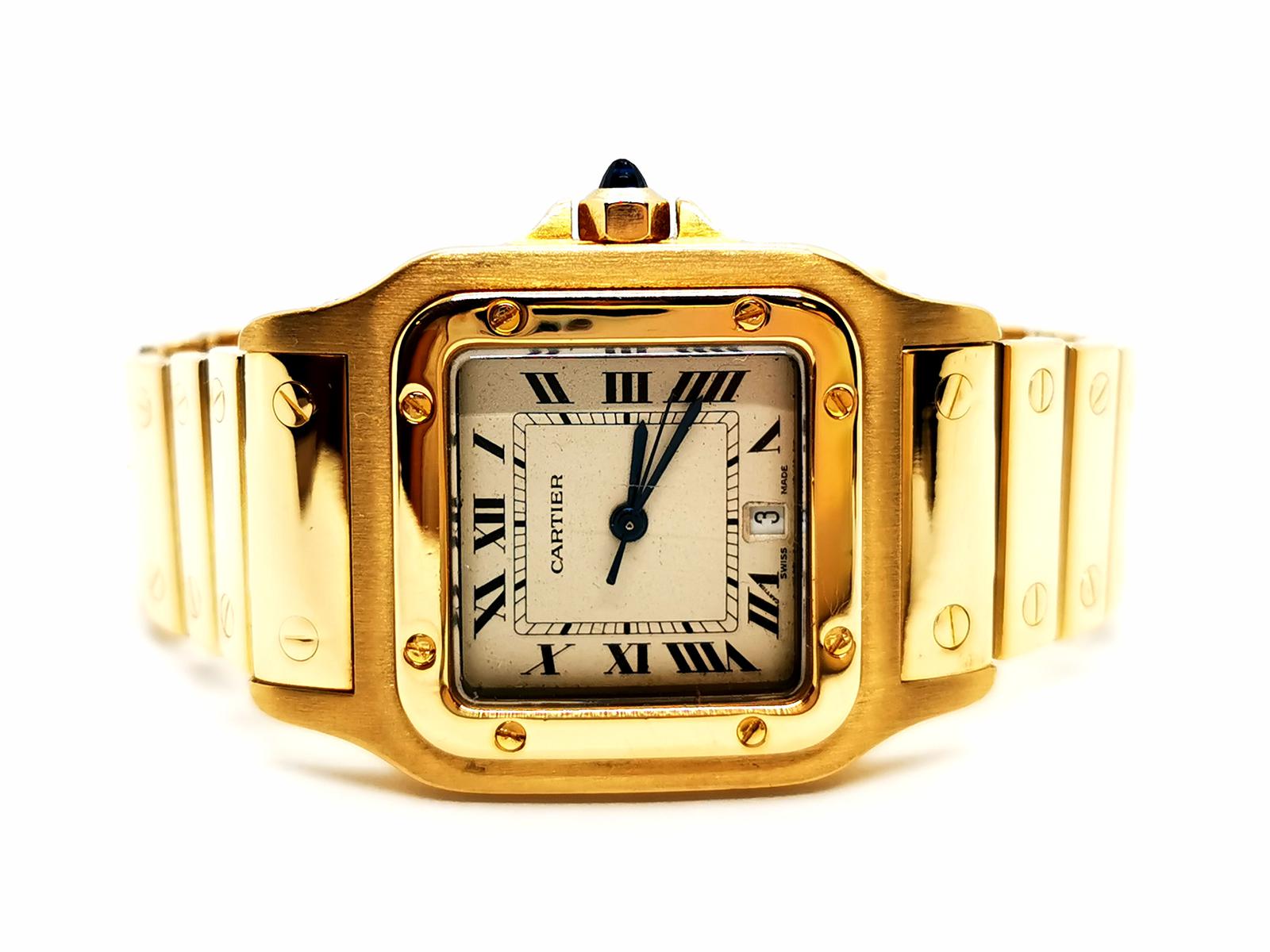 Cartier Santos Watch Yellow Gold Sapphire