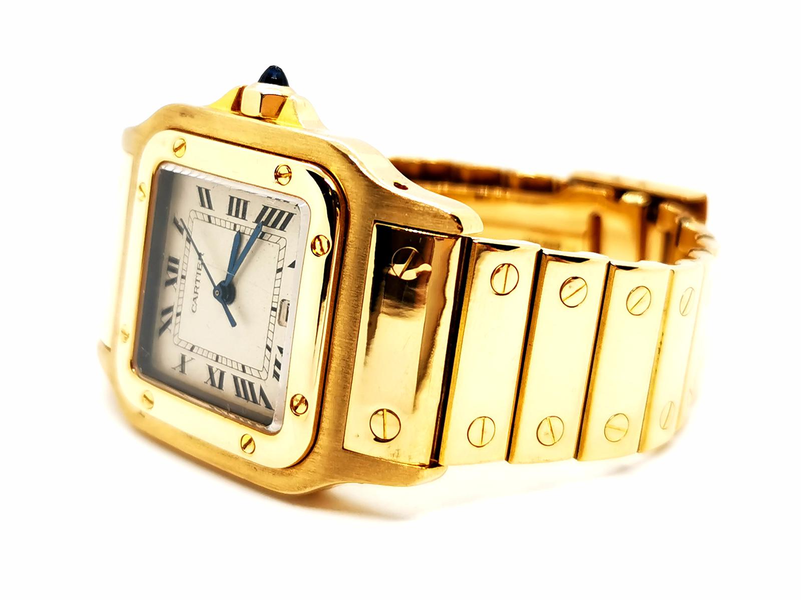 Cartier Santos Watch Yellow Gold Sapphire