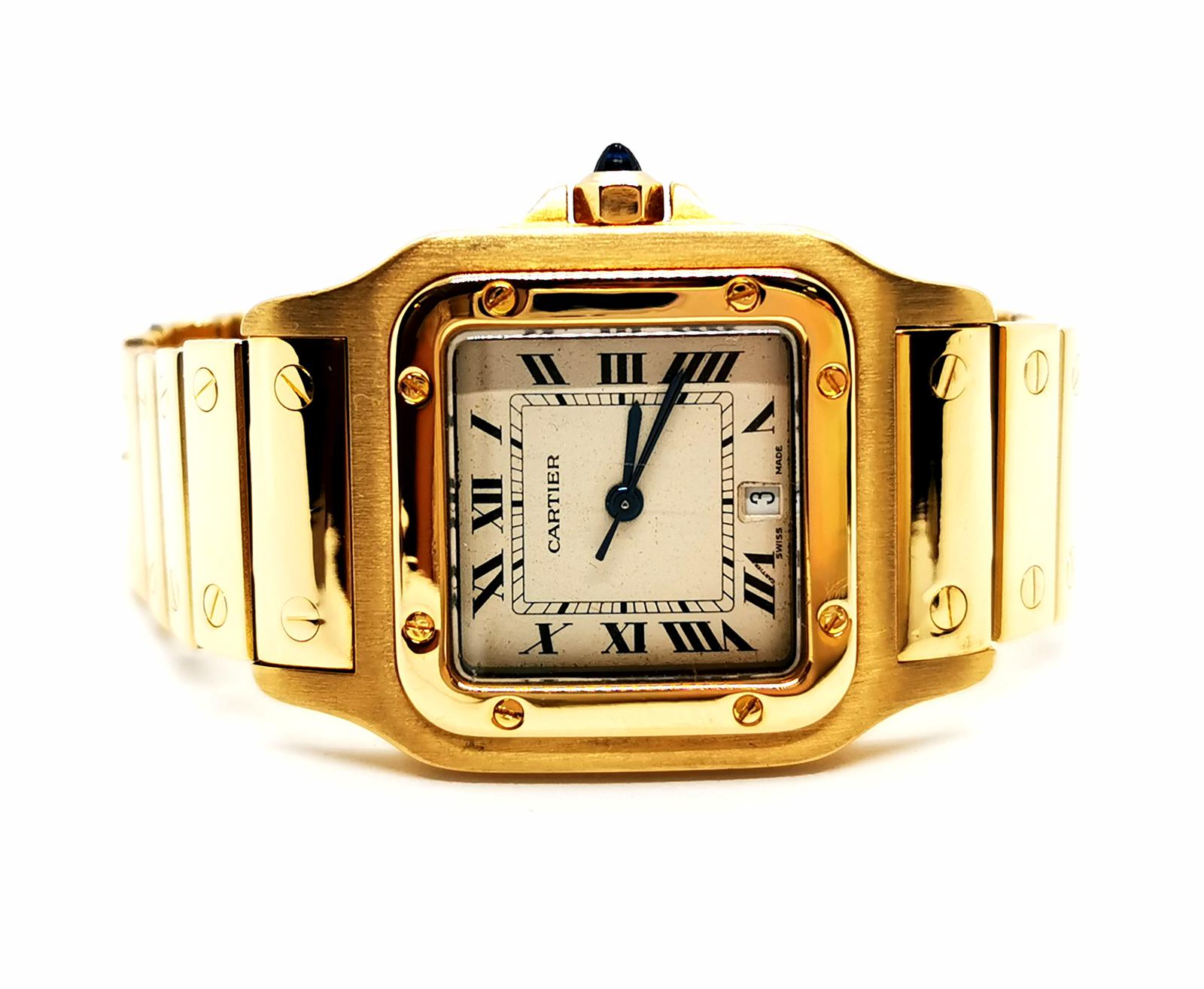Cartier Santos Watch Yellow Gold Sapphire