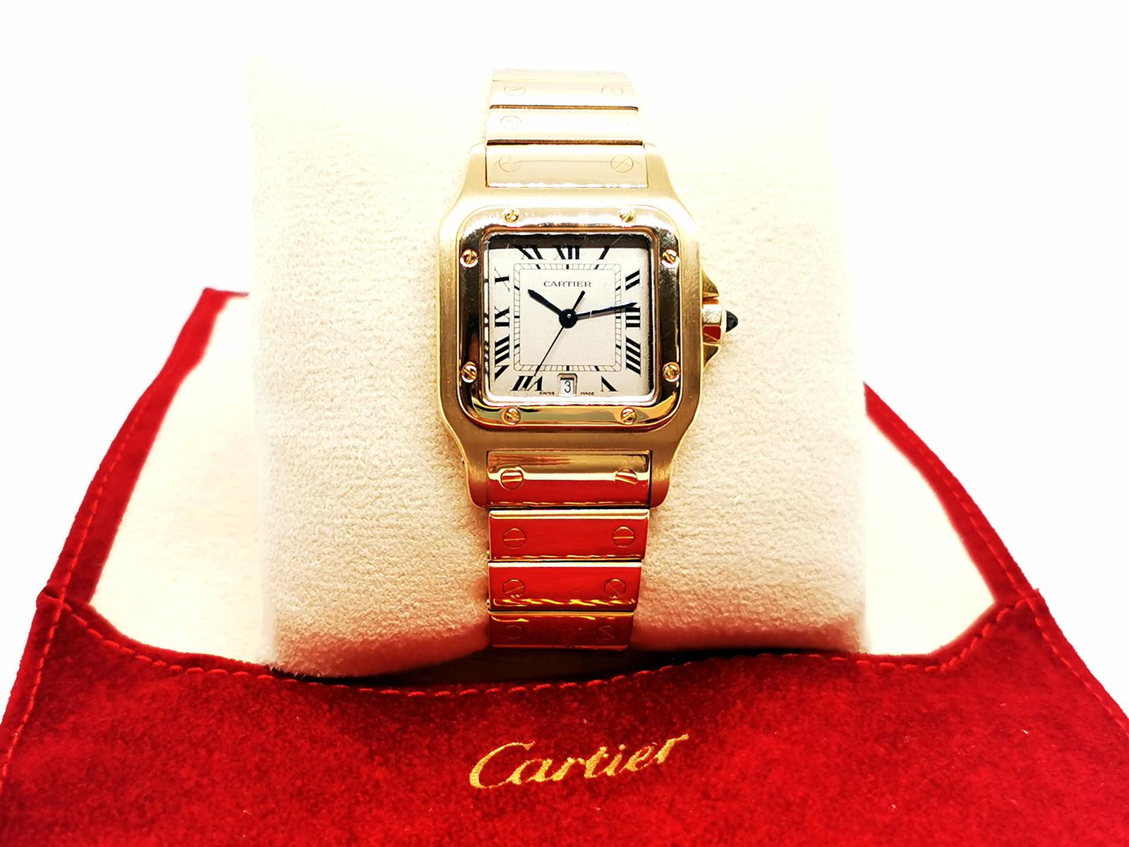 Cartier Santos Watch Yellow Gold Sapphire