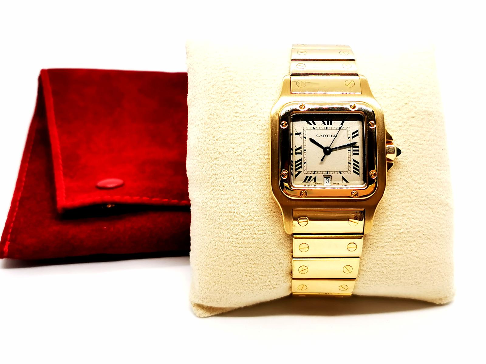 Cartier Santos Watch Yellow Gold Sapphire