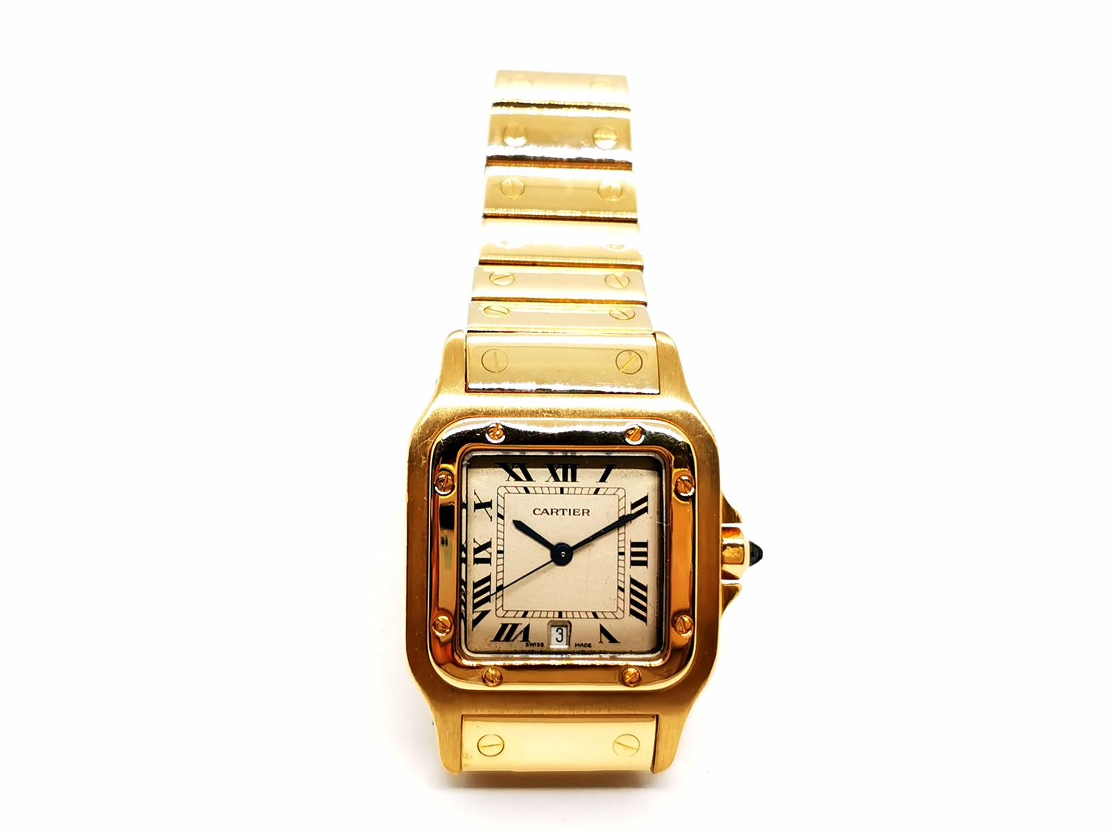 Cartier Santos Watch Yellow Gold Sapphire