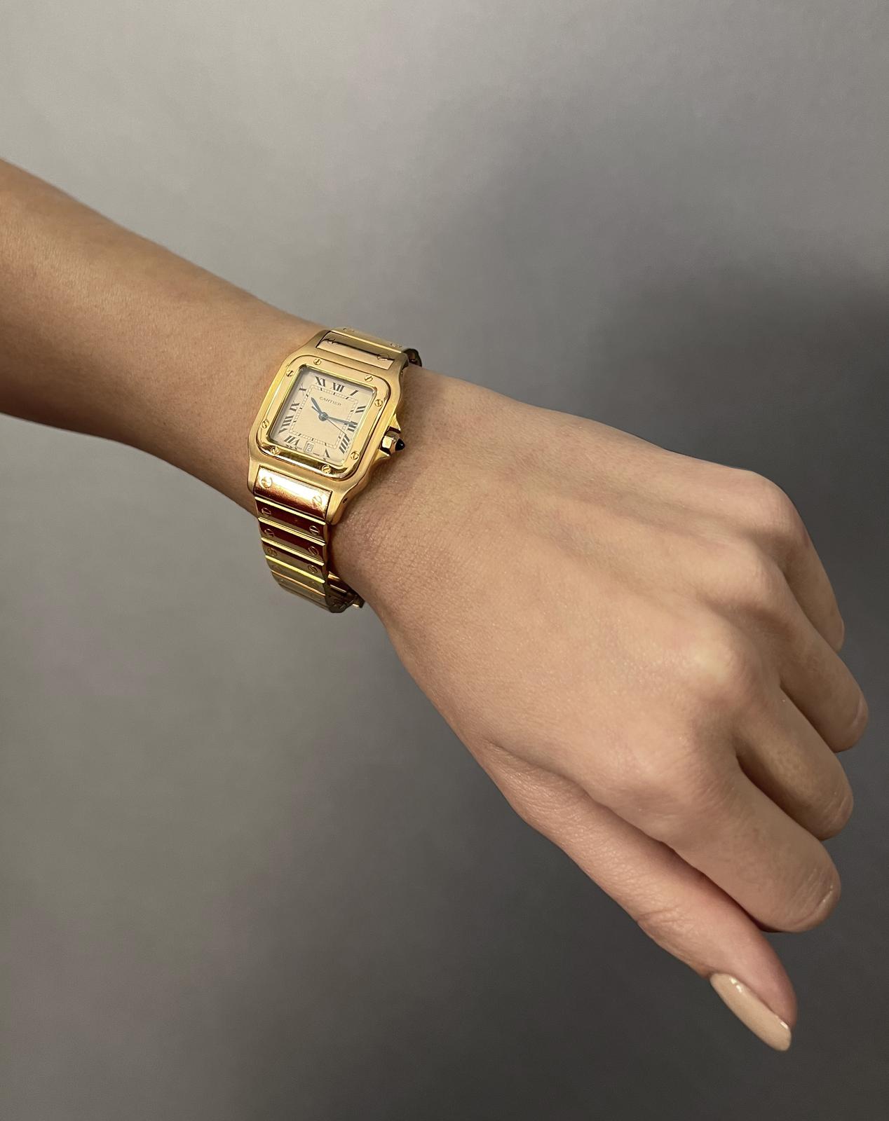 Cartier Santos Watch Yellow Gold Sapphire