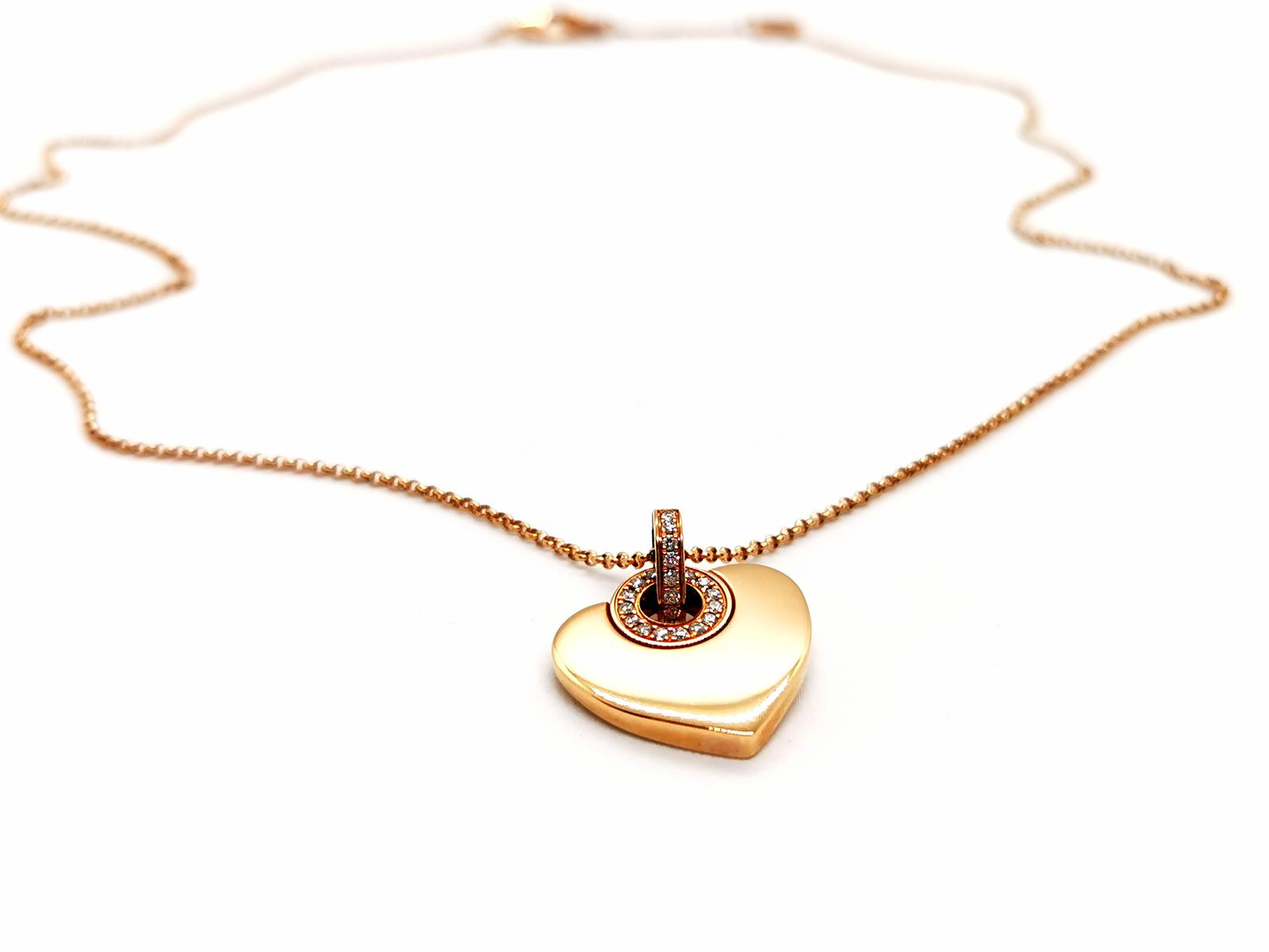 Bulgari Cuore Heart Necklace Rose gold Diamond