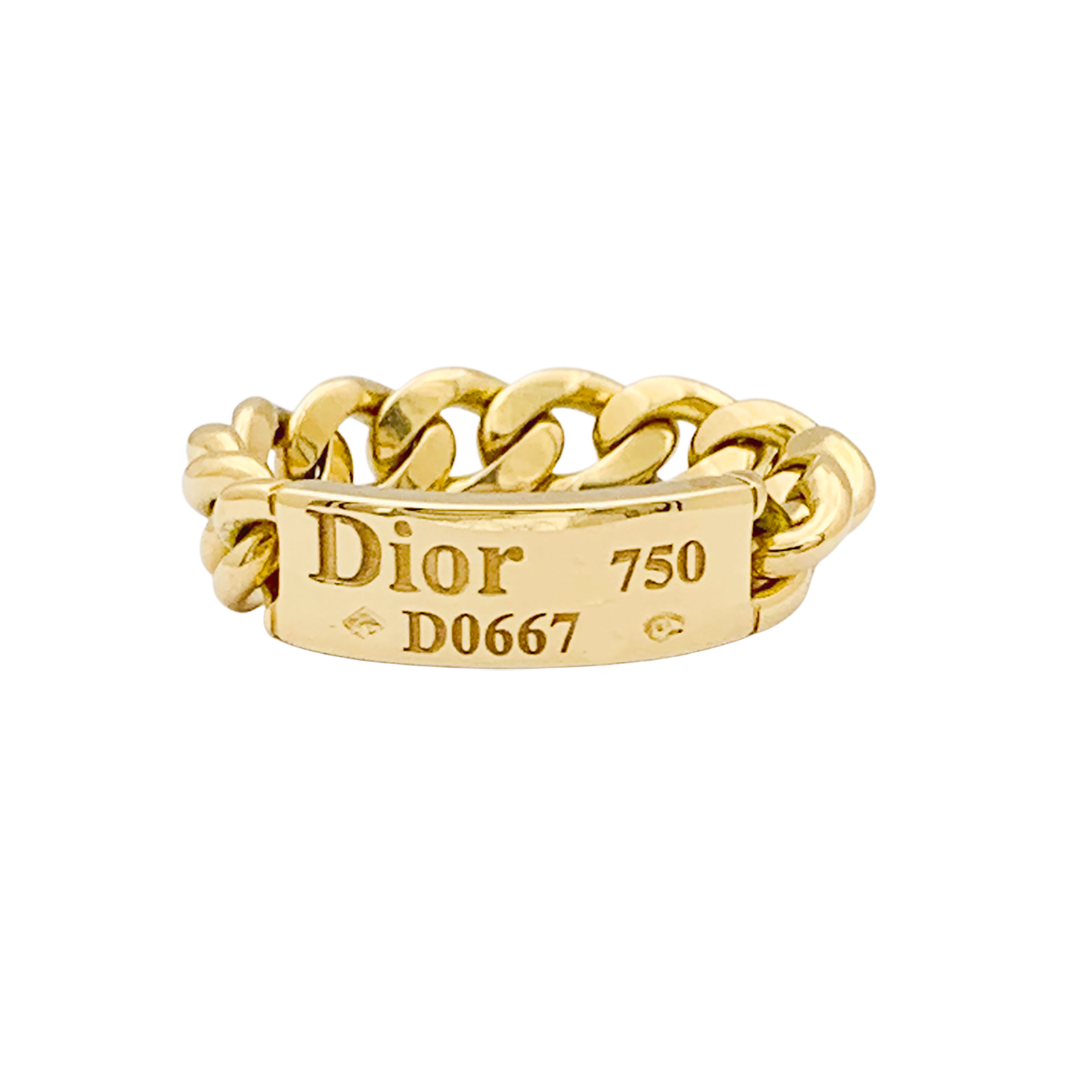 Bague DIOR, "Gourmette" en or jaune.