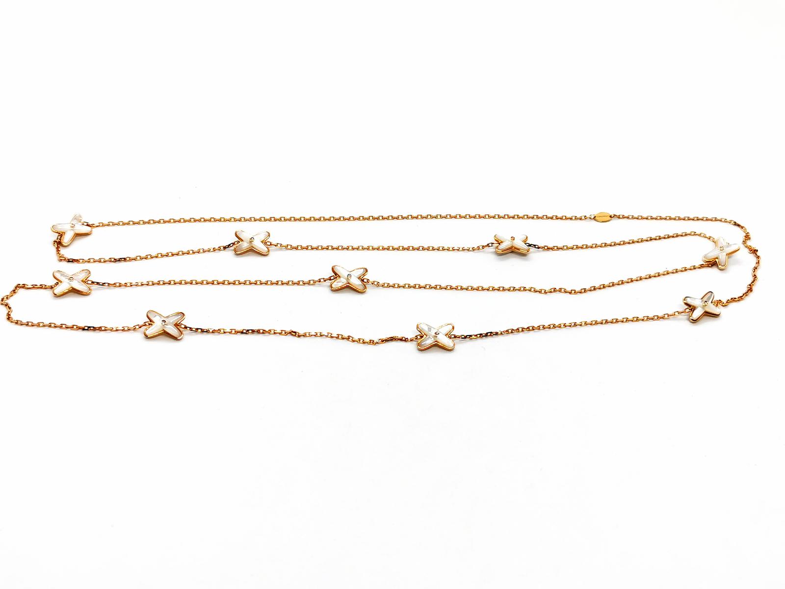 Chaumet Collier Sautoir Jeux de liens Or rose, Nacre Diamant