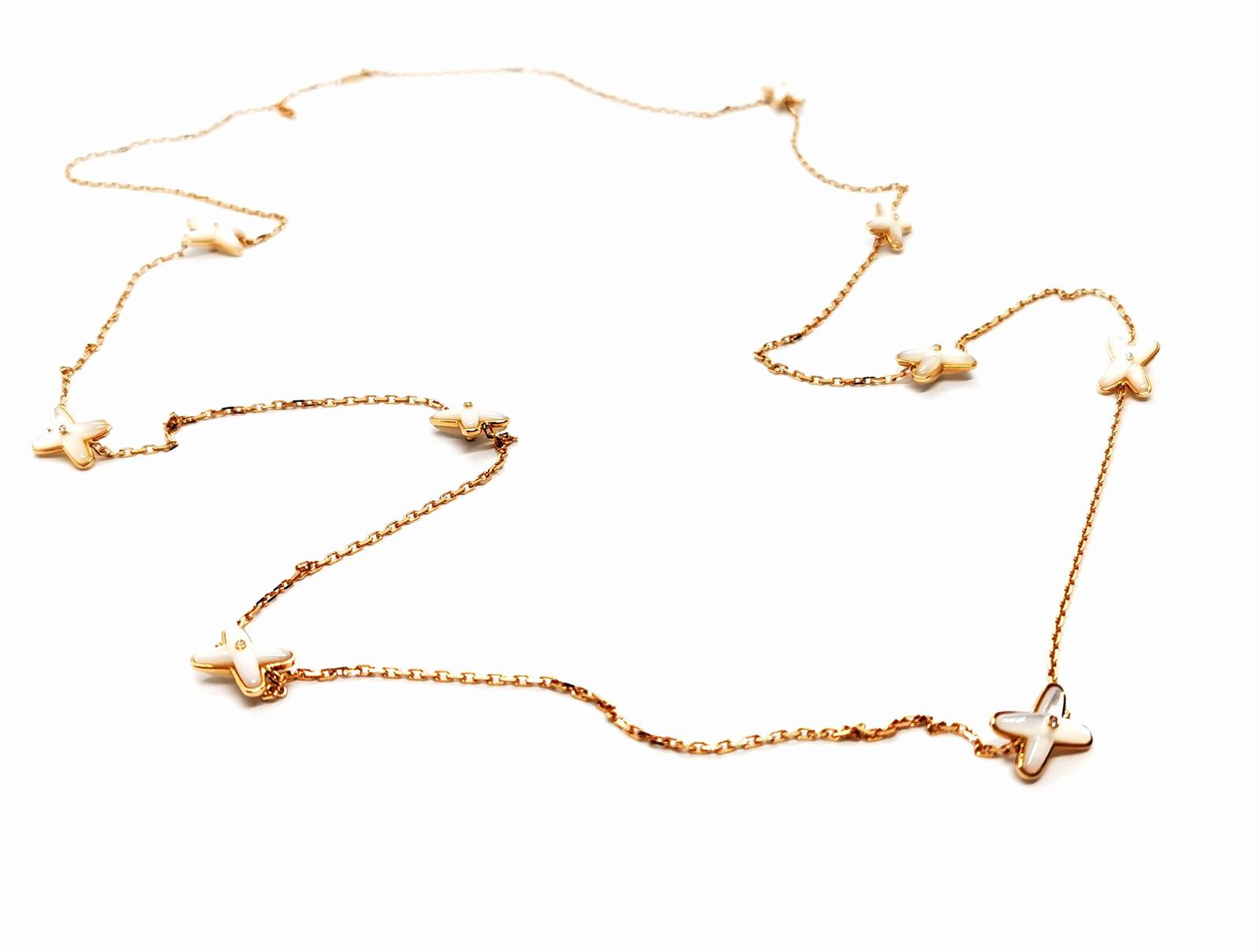 Chaumet Long Necklace Link Games Rose Gold, Mother-of-Pearl Diamond