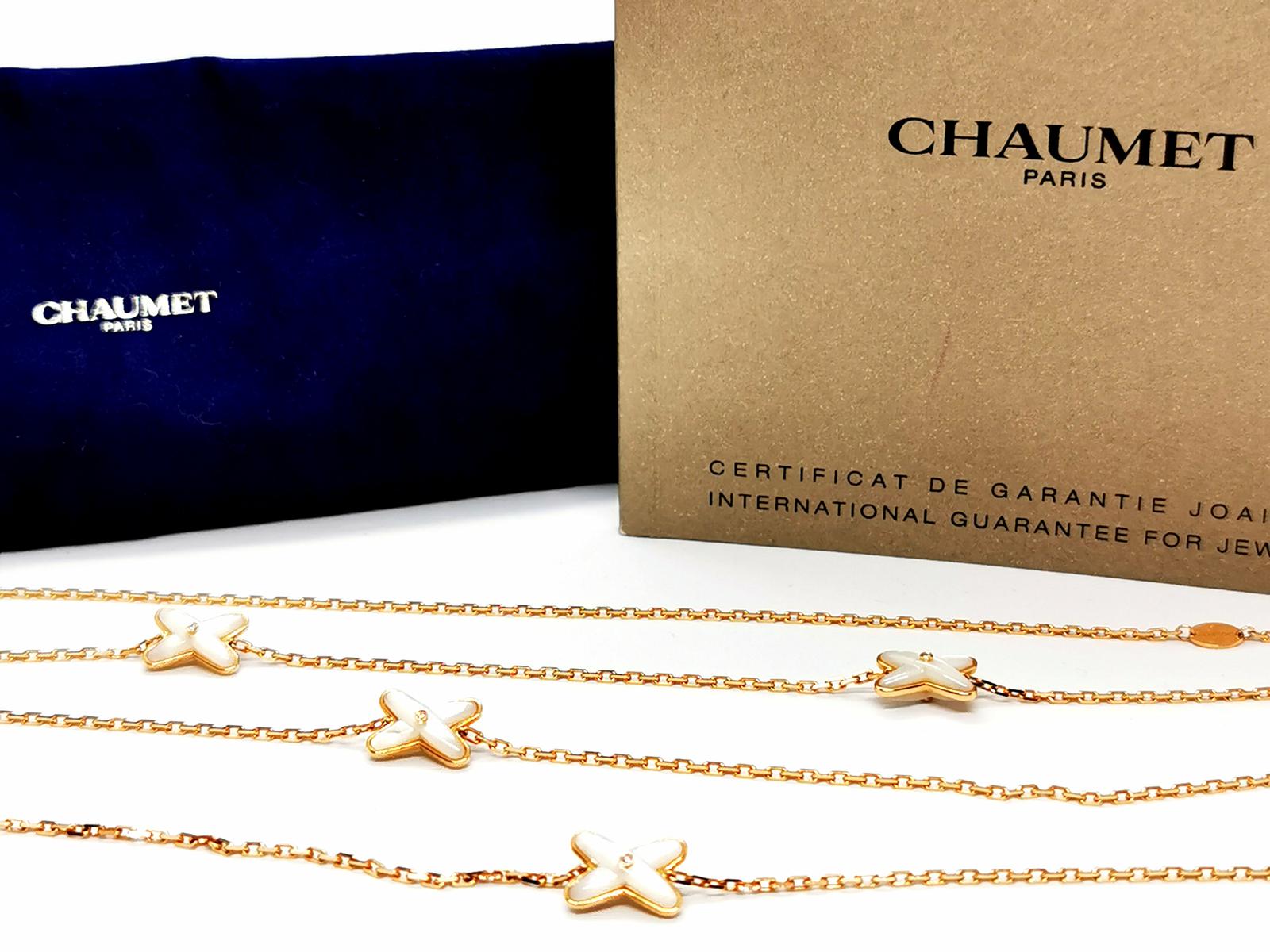 Chaumet Long Necklace Link Games Rose Gold, Mother-of-Pearl Diamond