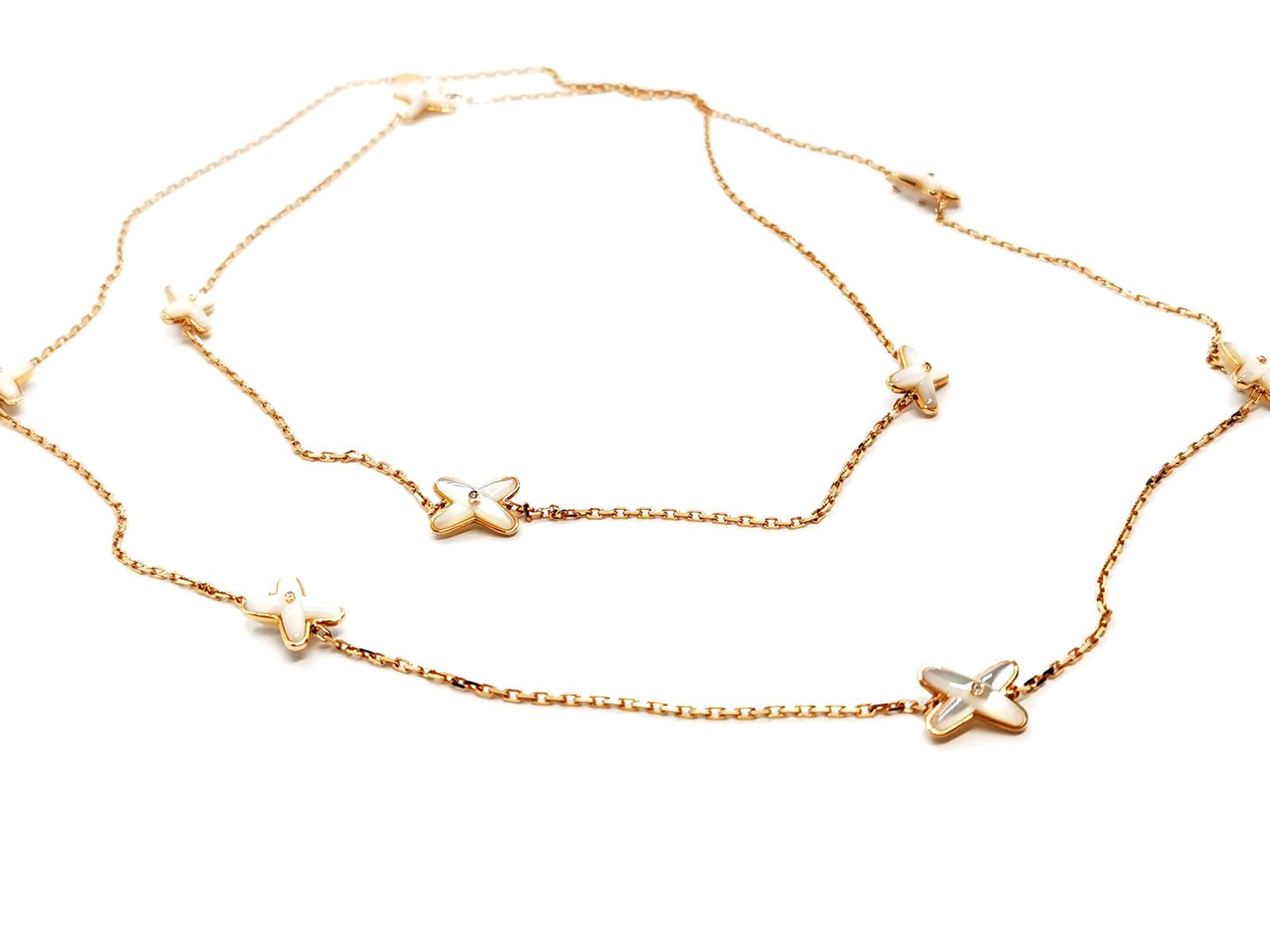 Chaumet Long Necklace Link Games Rose Gold, Mother-of-Pearl Diamond