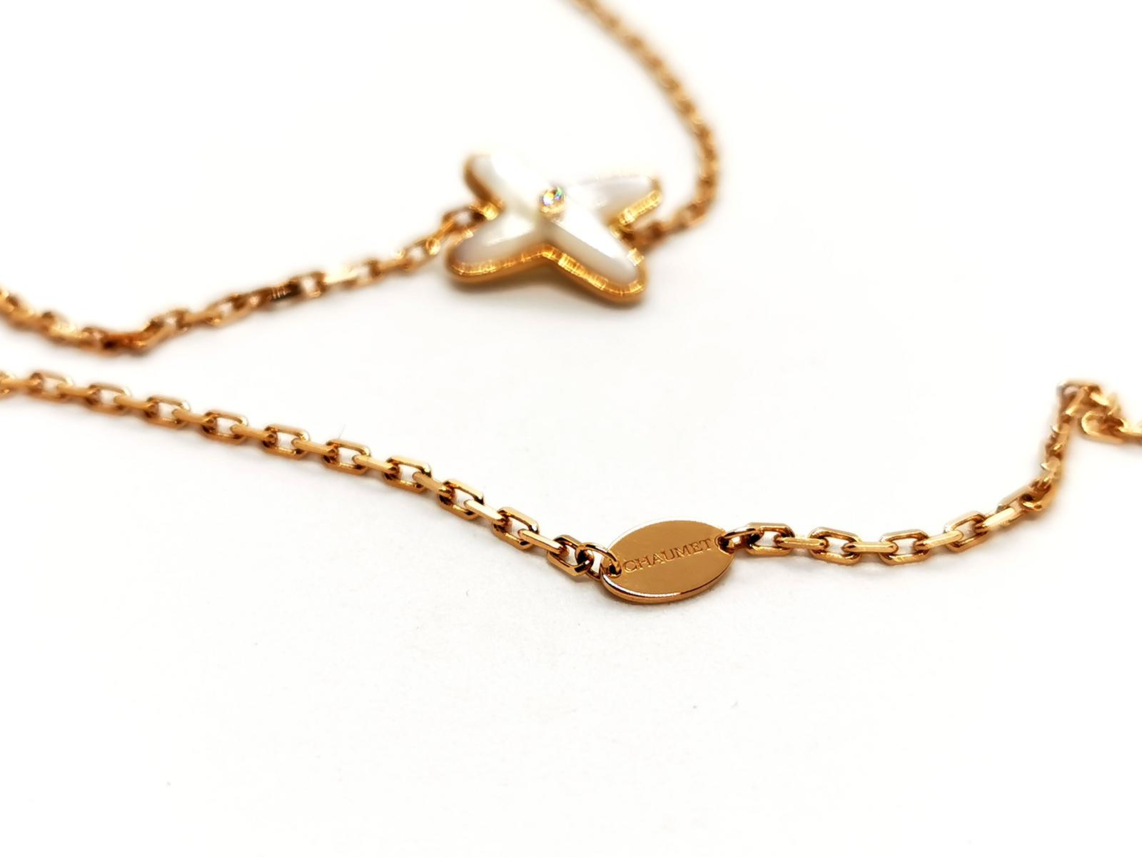 Chaumet Long Necklace Link Games Rose Gold, Mother-of-Pearl Diamond