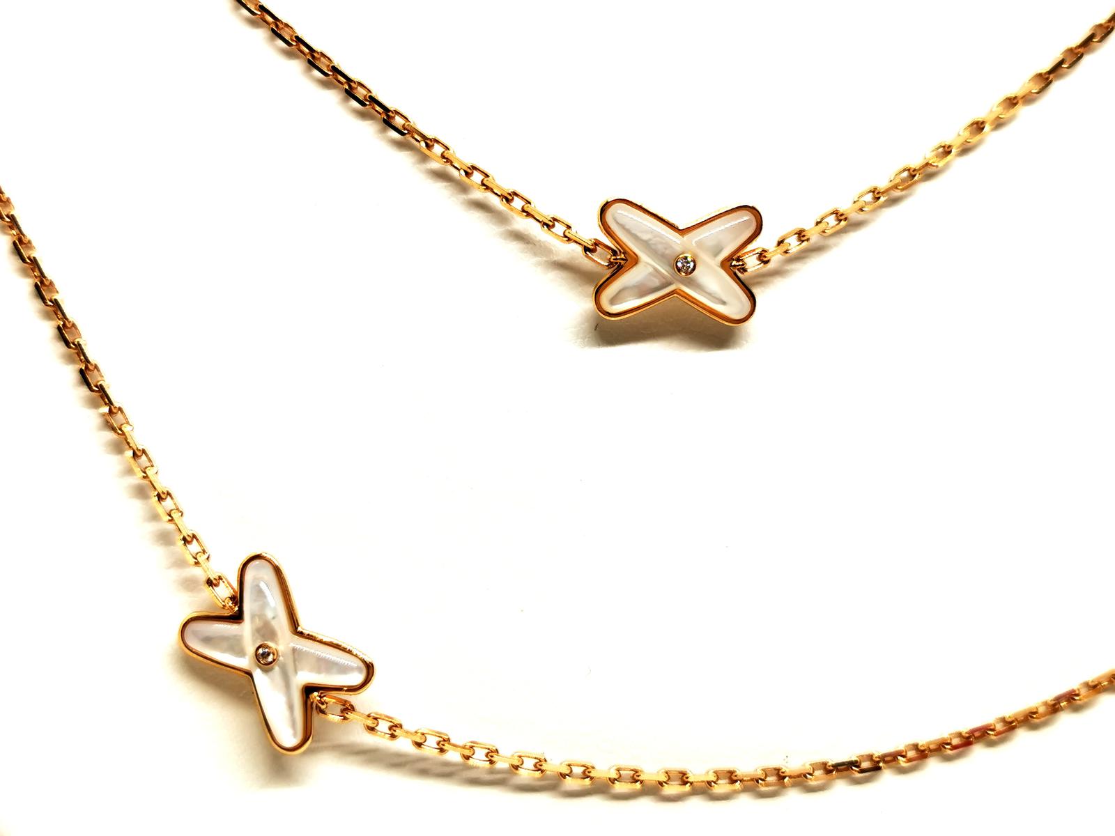 Chaumet Long Necklace Link Games Rose Gold, Mother-of-Pearl Diamond