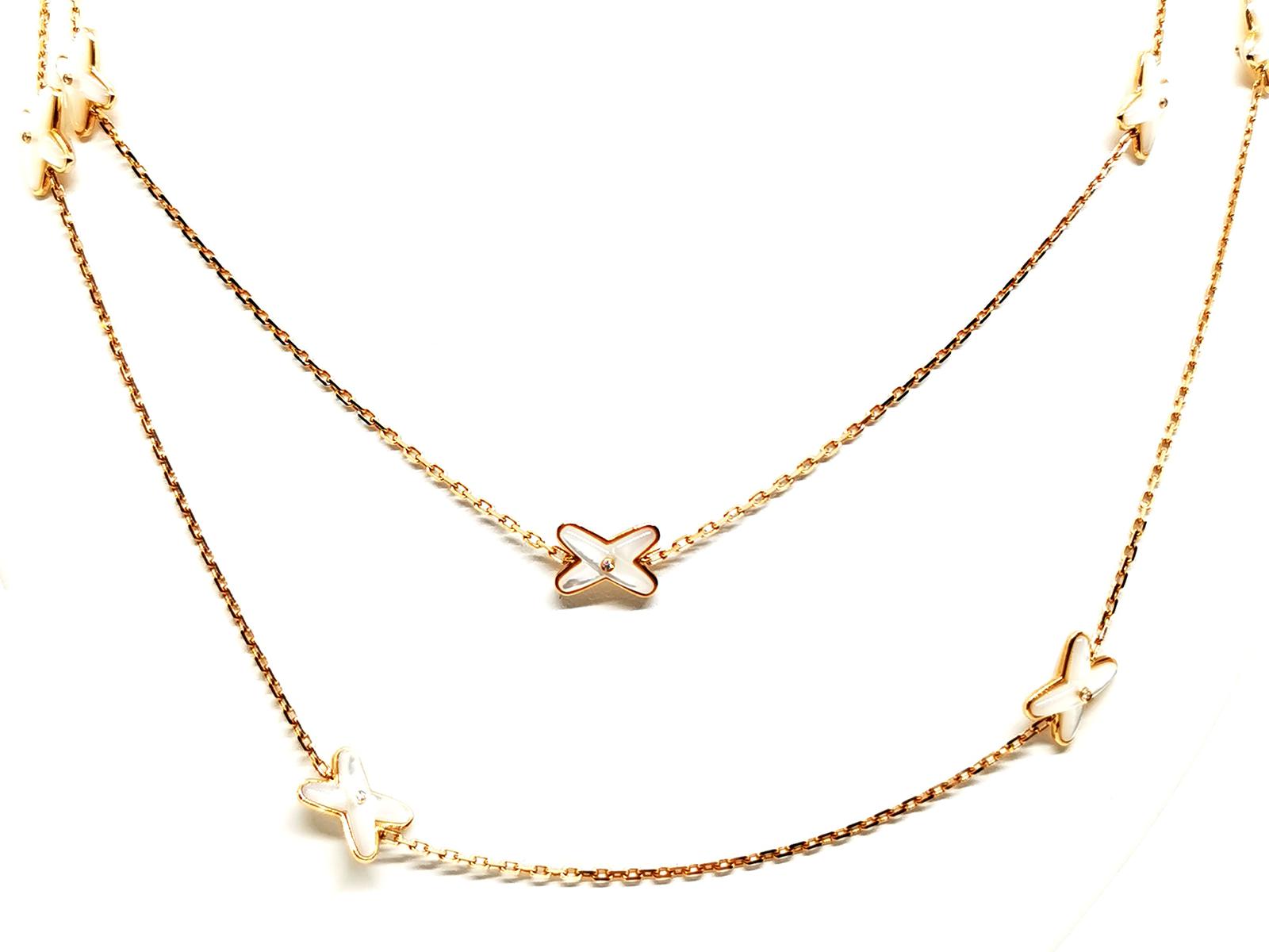 Chaumet Long Necklace Link Games Rose Gold, Mother-of-Pearl Diamond