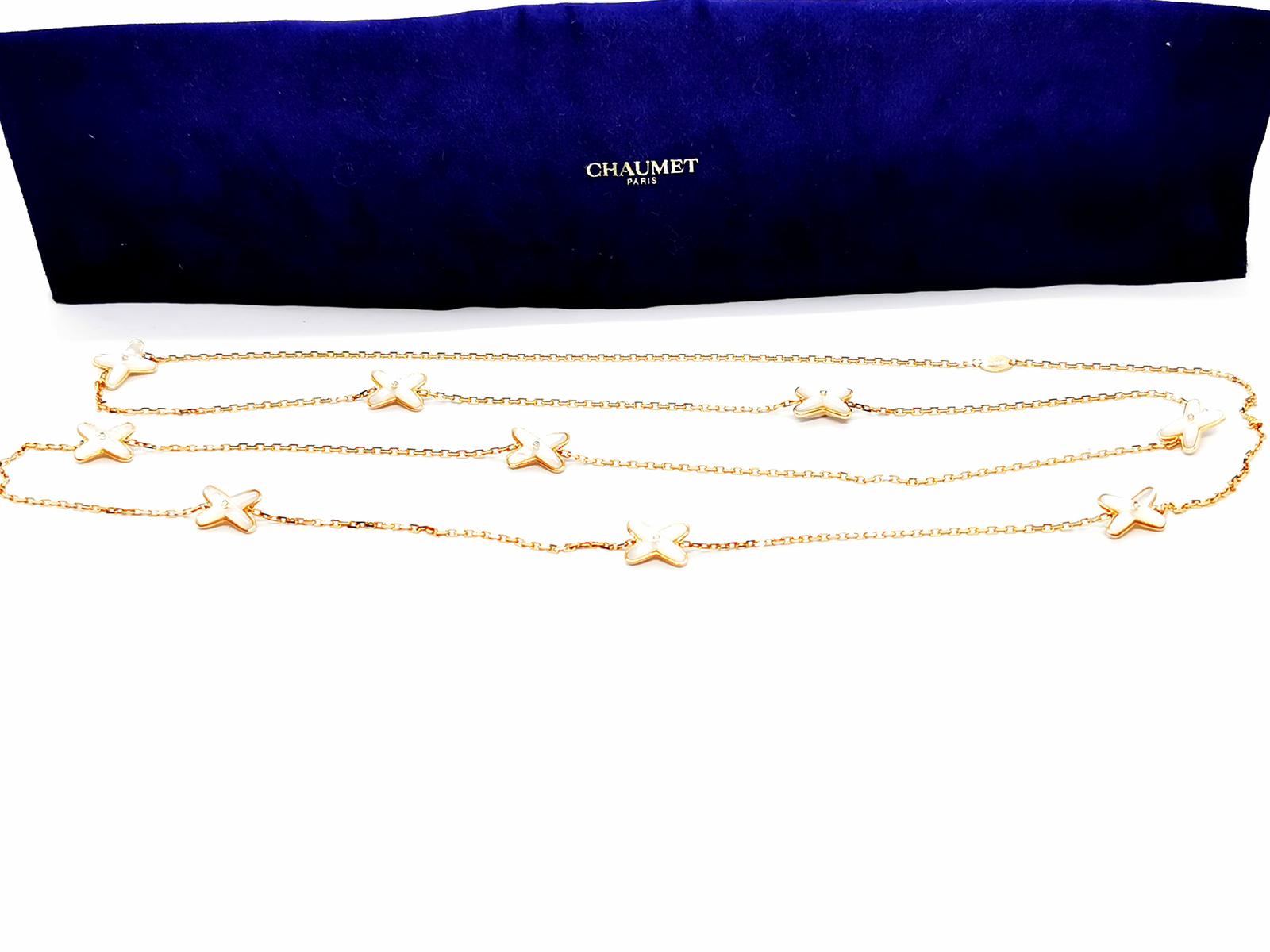 Chaumet Long Necklace Link Games Rose Gold, Mother-of-Pearl Diamond