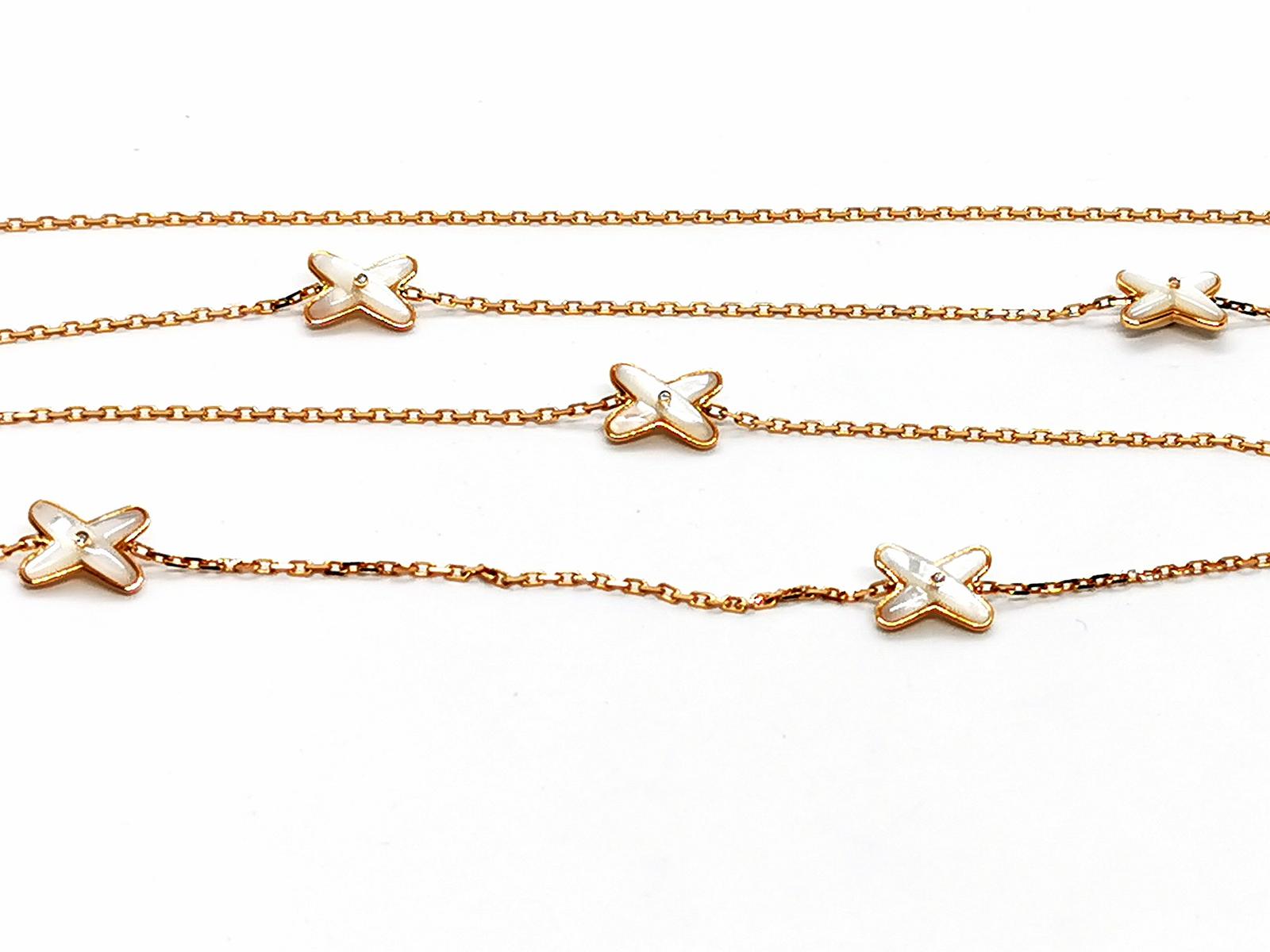 Chaumet Long Necklace Link Games Rose Gold, Mother-of-Pearl Diamond