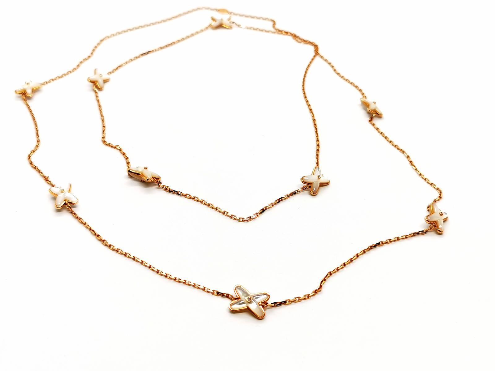Chaumet Long Necklace Link Games Rose Gold, Mother-of-Pearl Diamond