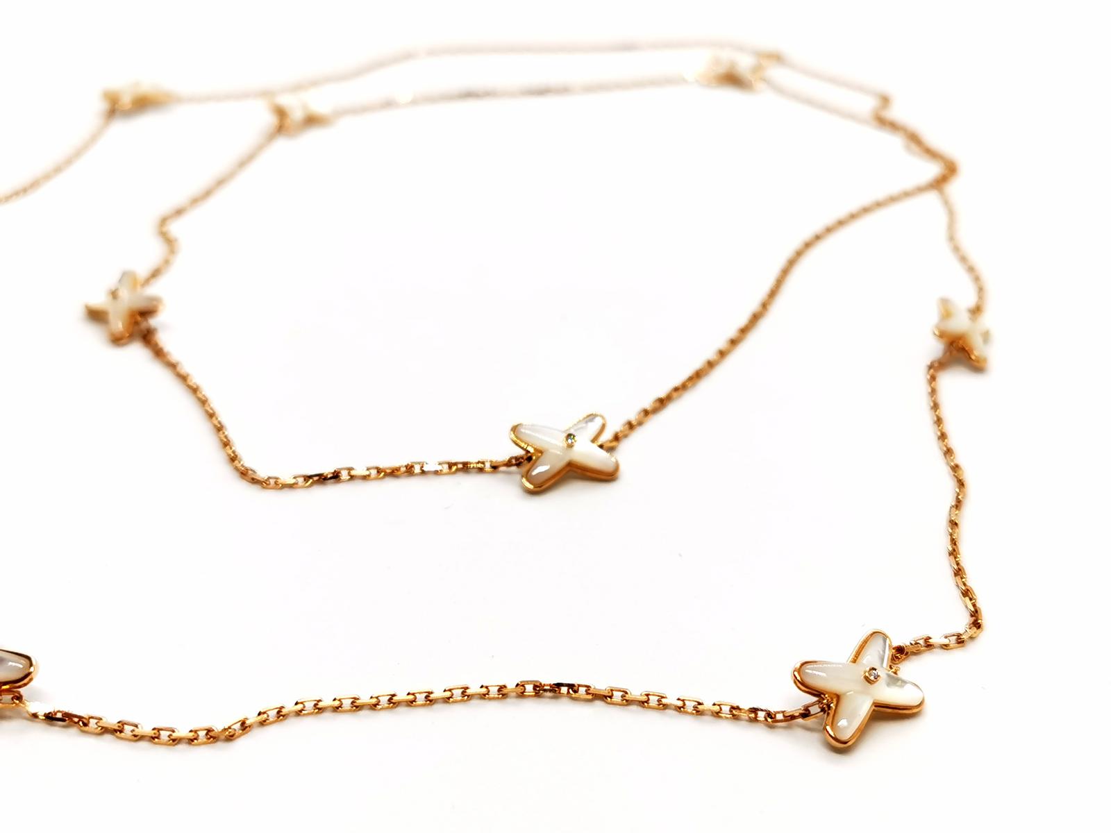Chaumet Long Necklace Link Games Rose Gold, Mother-of-Pearl Diamond