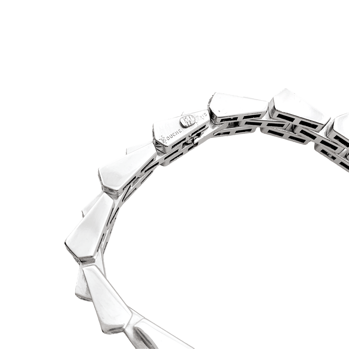 Bracelet Vintage Boucheron, "Crémaillère", platine, diamants. - Maison Eloe